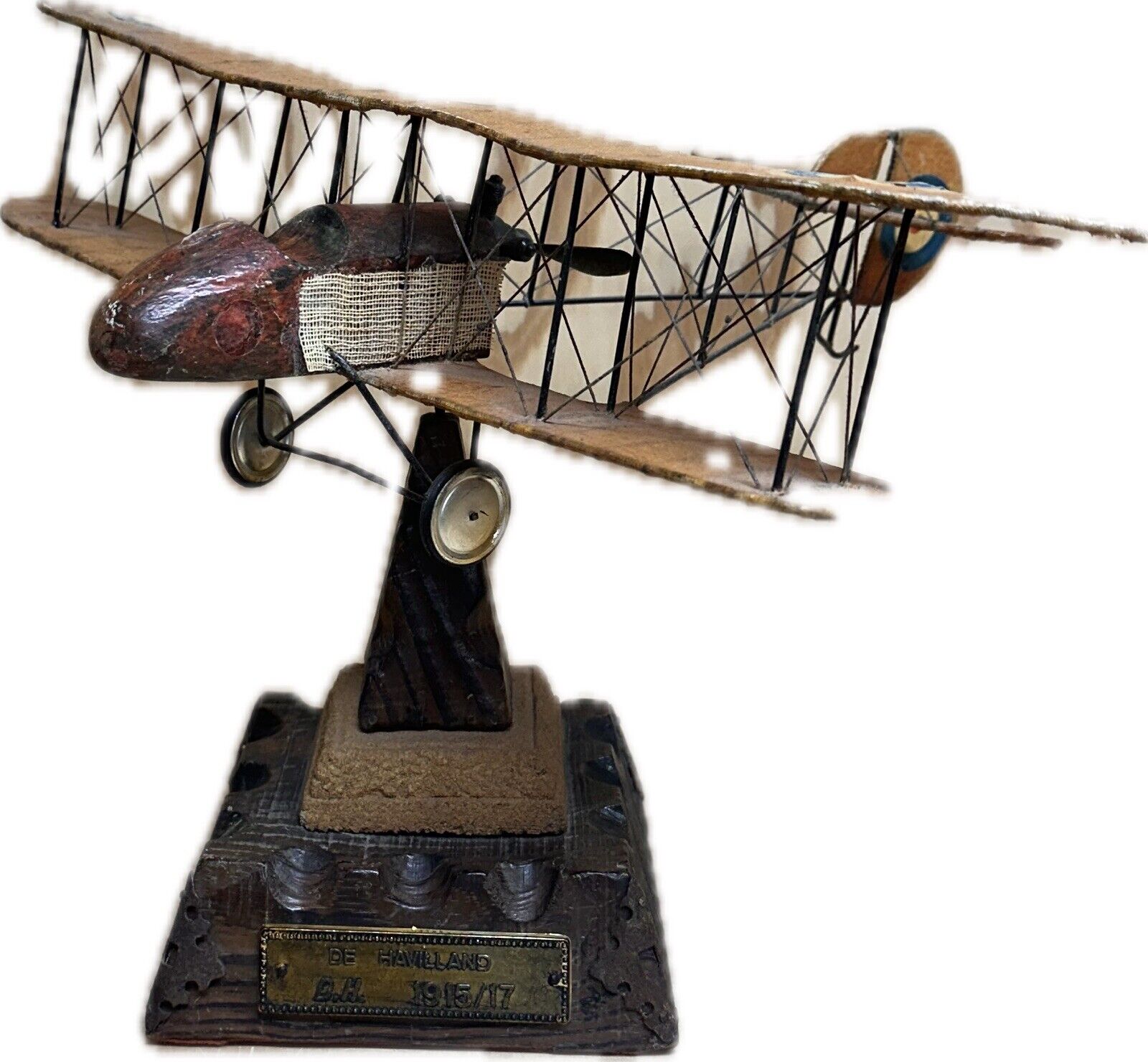Antique Airplane Model Display Piece DE HAVILLAND D.H. 1915/17