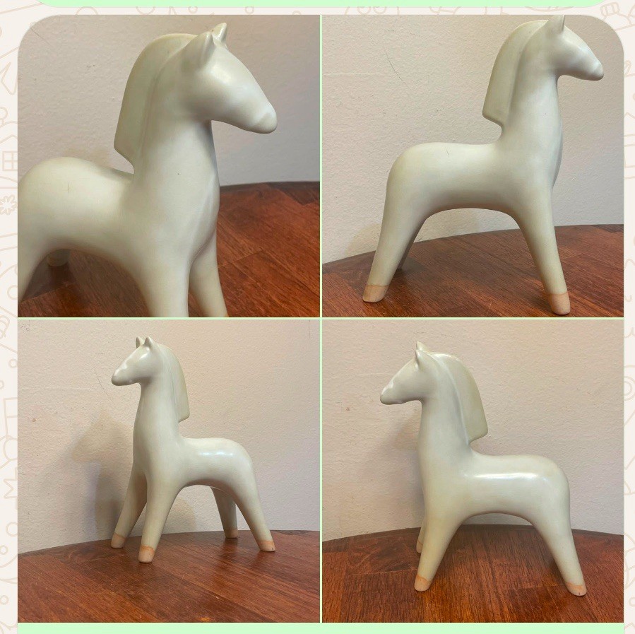 Novica White Celadon Ceramic Horse Statuette Duangkamol Elegant Equine Decor HTF Novica White Celadon Ceramic Horse Statuette Duangkamol Elegant Equine Decor HTF