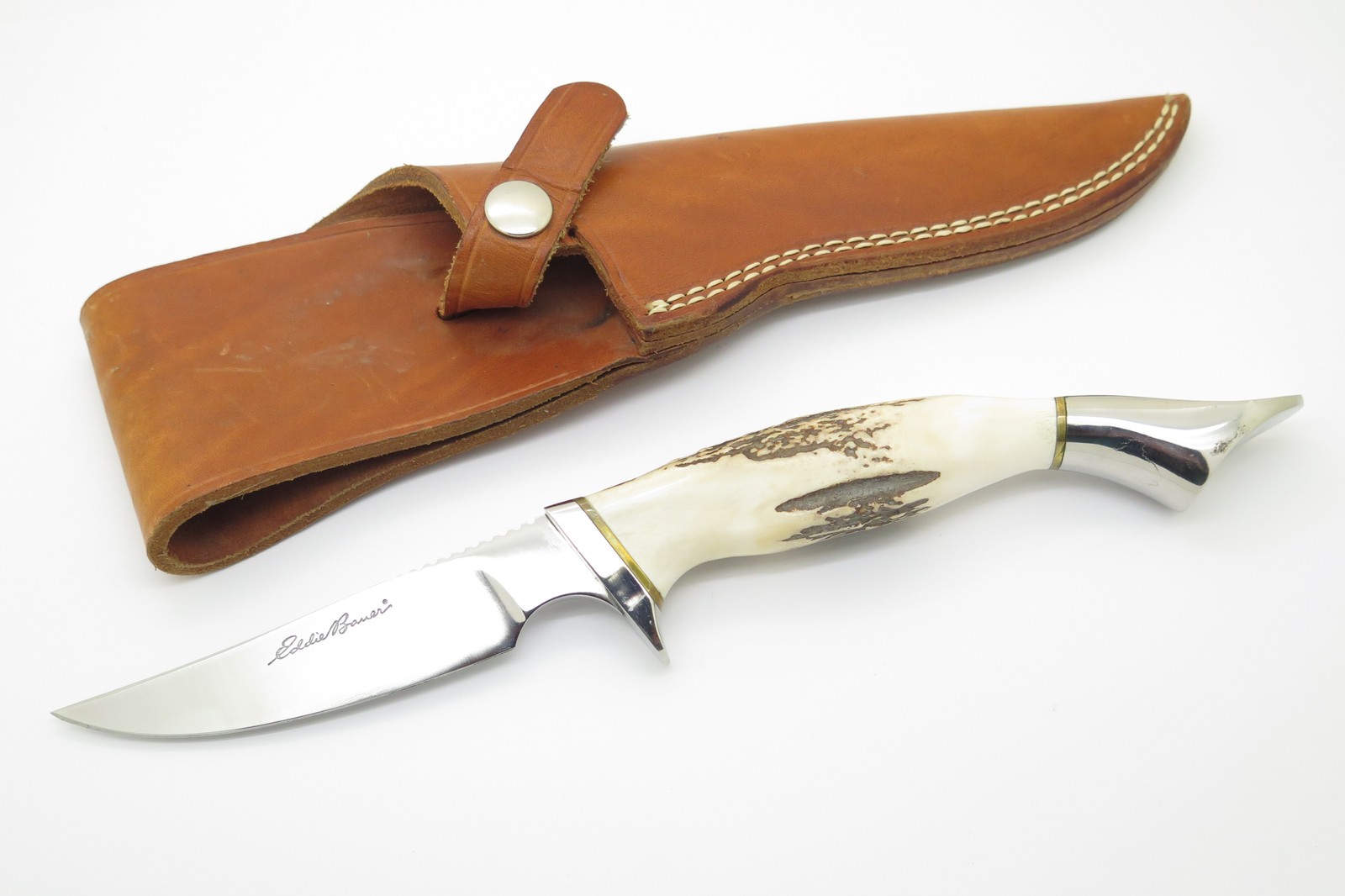 Vintage Eddie Bauer 450 by Gerber USA Stag Fixed Hunting Fishing Camp Knife Vintage Eddie Bauer 450 by Gerber USA Stag Fixed Hunting Fishing Camp Knife