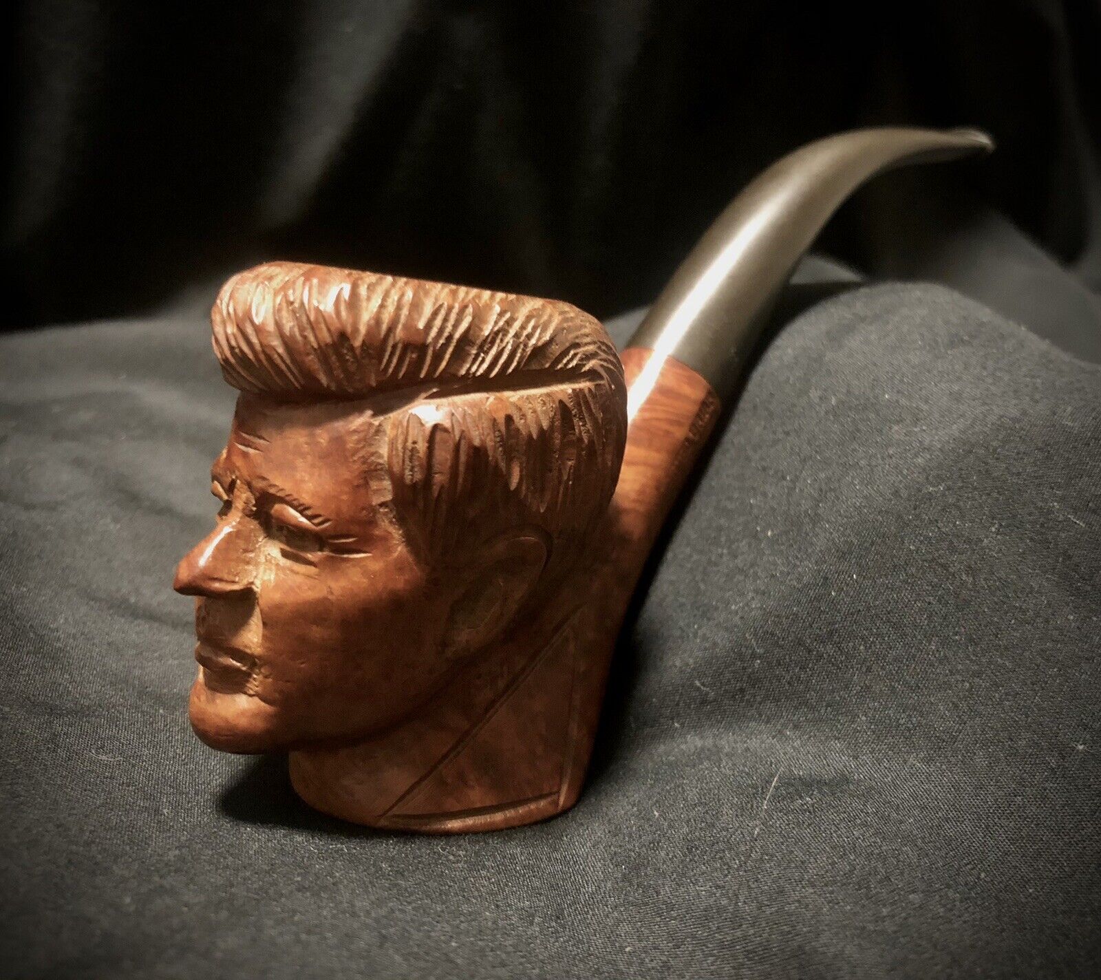 JFK (John F Kennedy) Wooden Hand-Carved Tobacco Pipe — A+ Condition