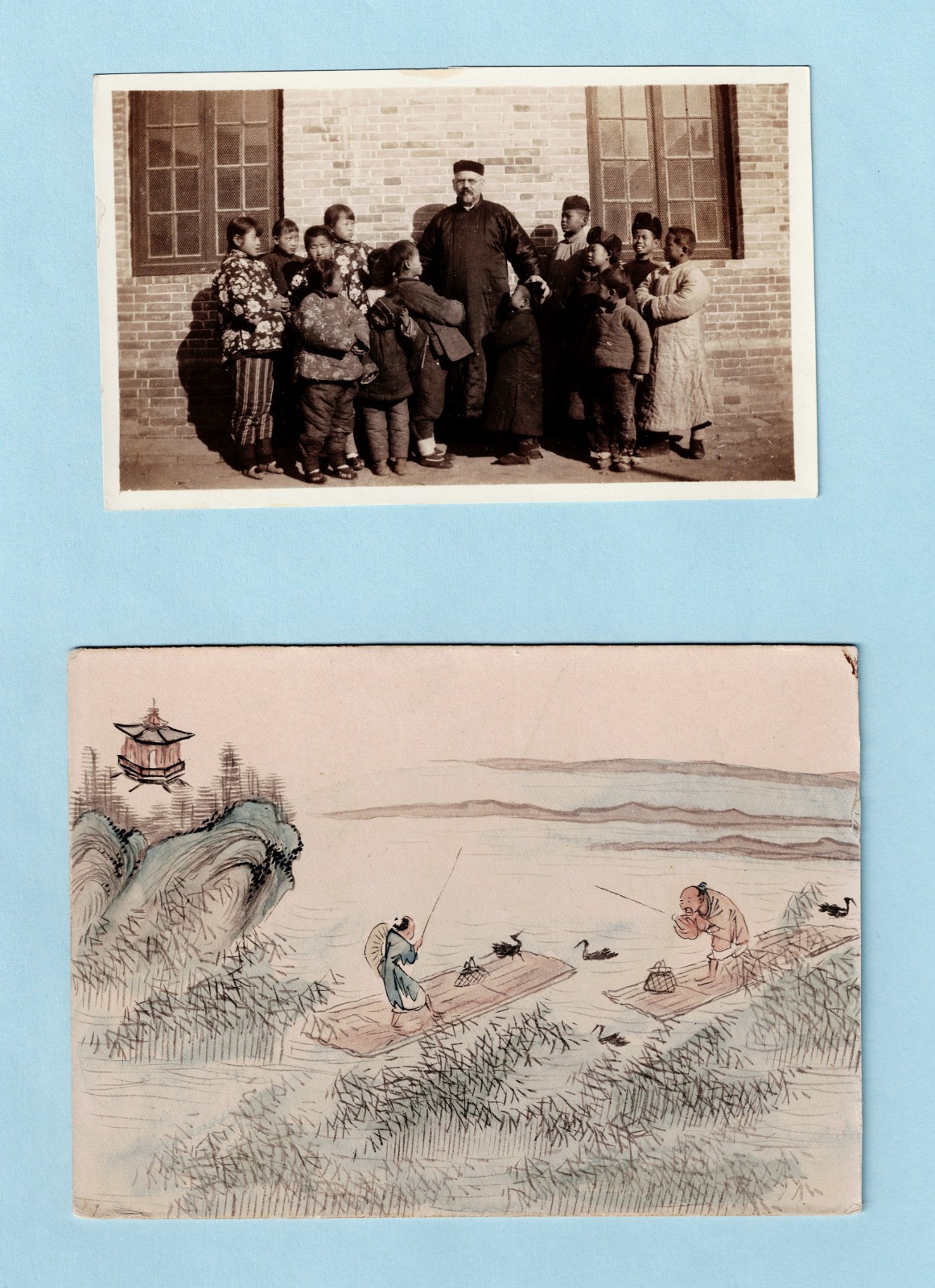 Vintage Chinese Missionary Photo and Woodblock Print on Cardboard Shanghai China Vintage Chinese Missionary Photo and Woodblock Print on Cardboard Shanghai China