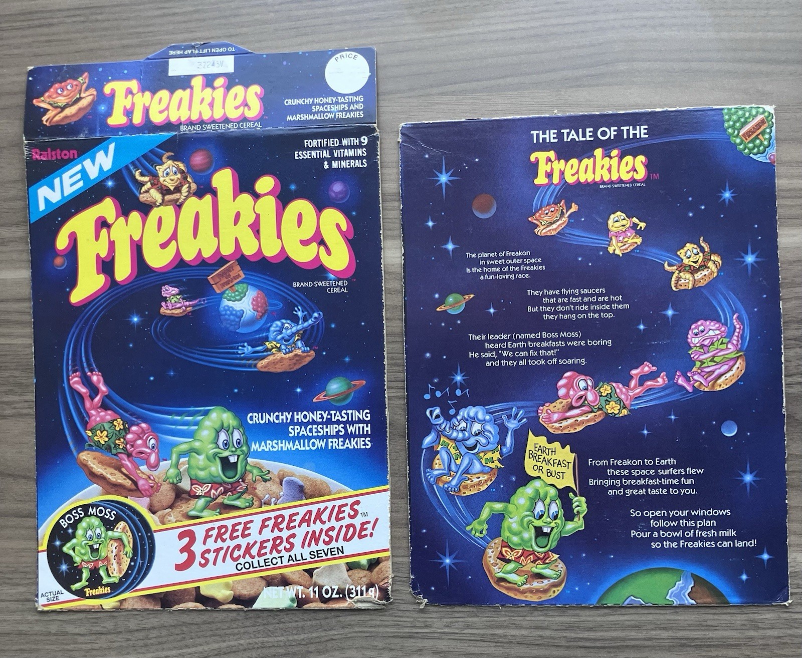 Freakies Cereal Box Partial 1987 Ralston Front and Back Panels Only