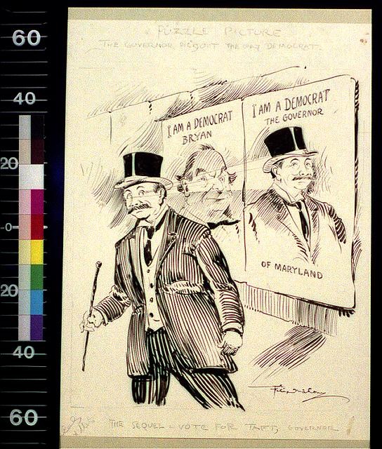 1908 Puzzle Picture Governor Picks Only Democrat Vote for Taft Maryland