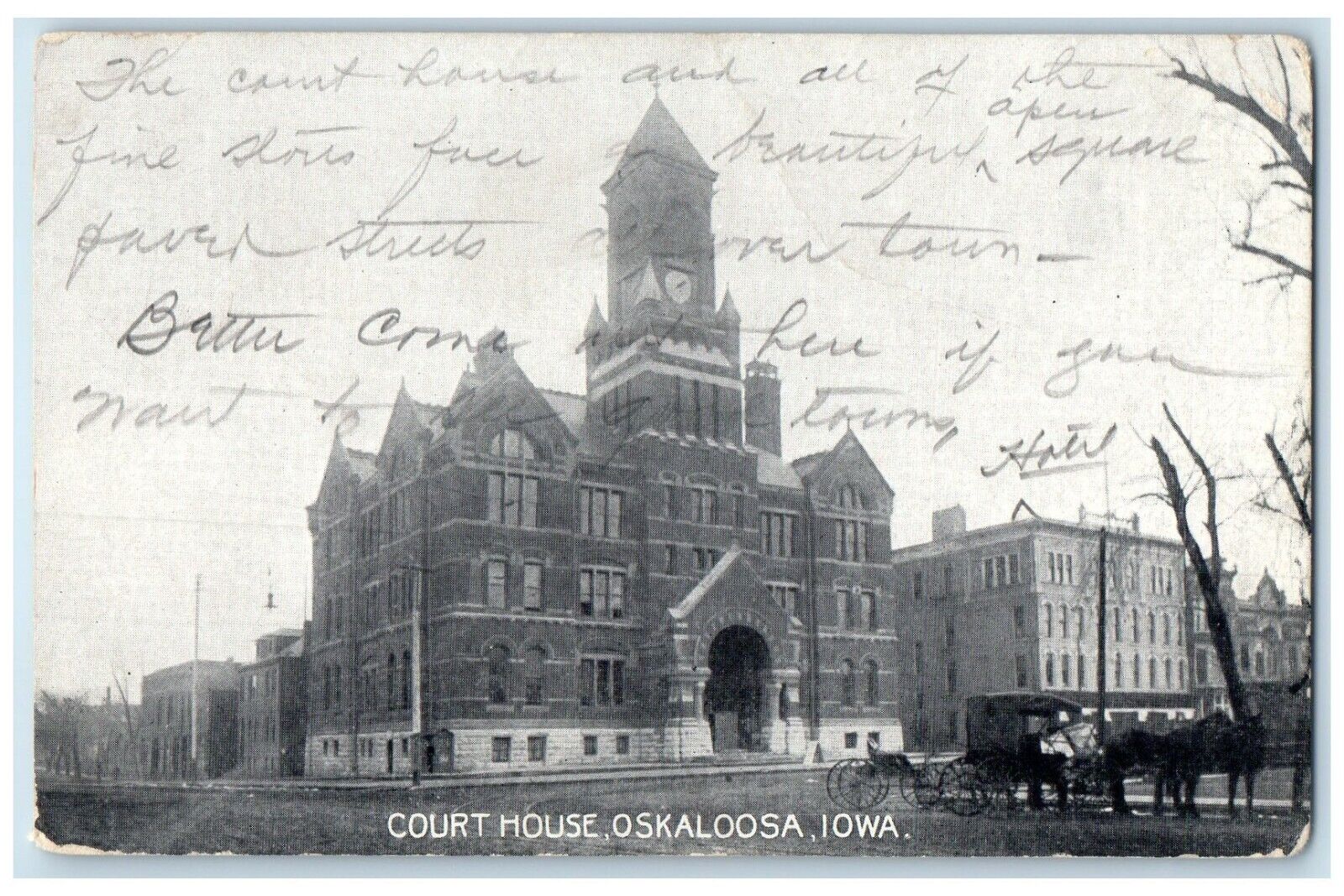 c1905 Court House Exterior Building Oskaloosa Iowa IA Vintage Antique Postcard