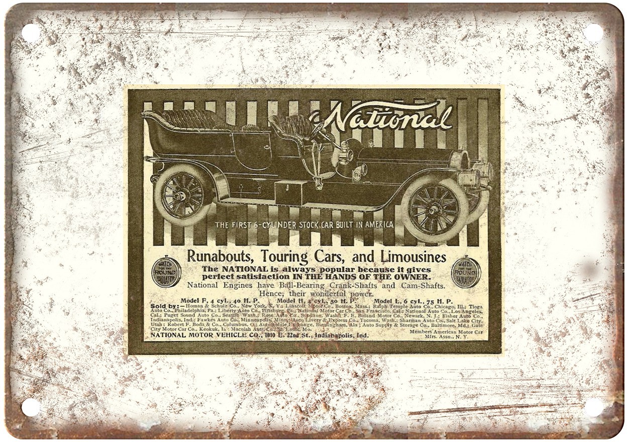 1907 National Vintage Automobile Ad Retro Look Metal Sign AM9047
