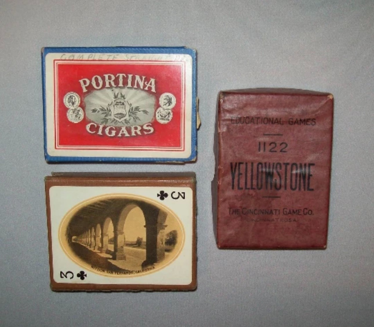 Old Antique Vtg C 1900s Lot Three Empty Playing Cards Boxes Yellowstone RR Cigar Old Antique Vtg C 1900s Lot Three Empty Playing Cards Boxes Yellowstone RR Cigar