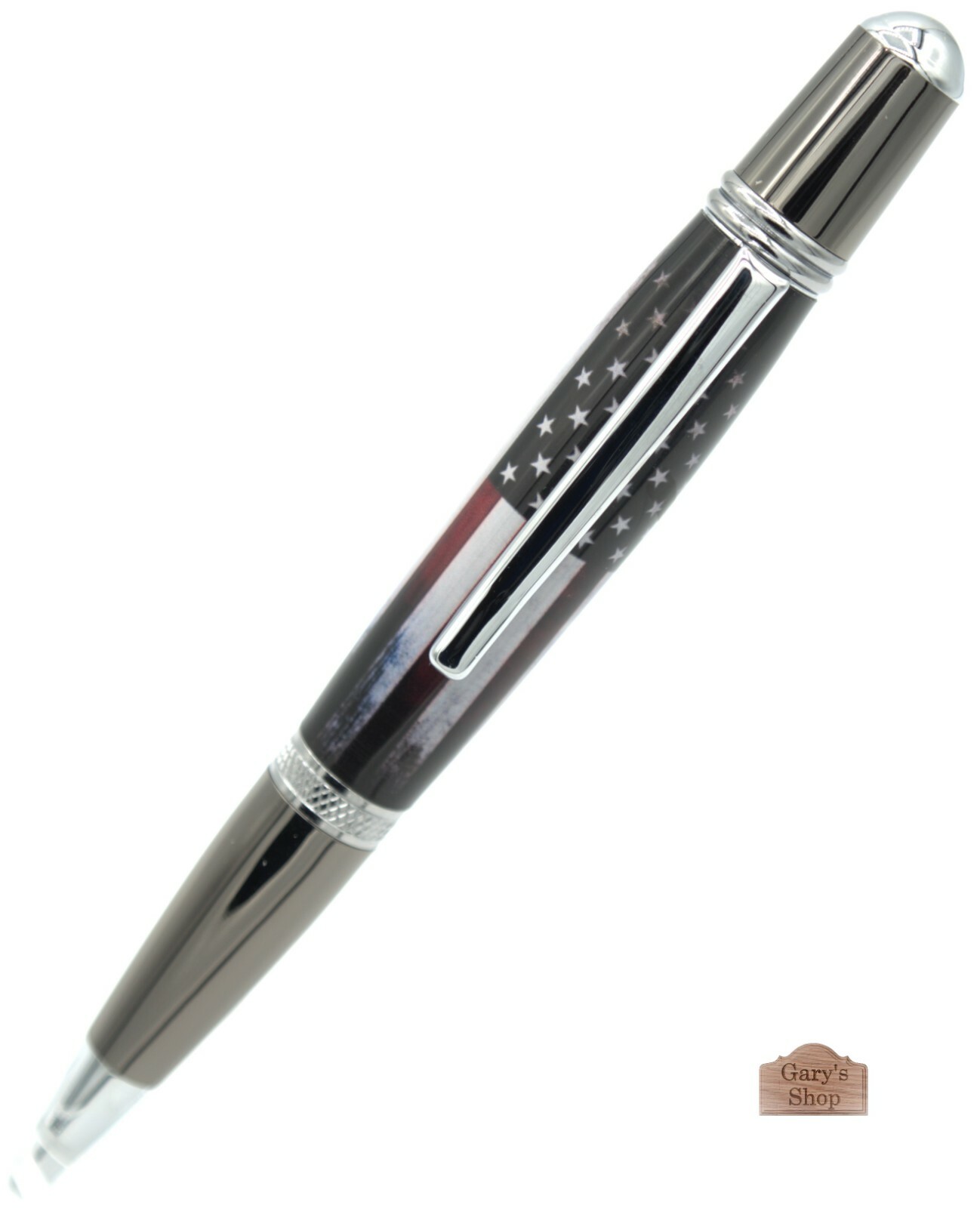 Legendary Distressed American Flag Ballpoint Pen – Patriotic Artifact, Gun Metal