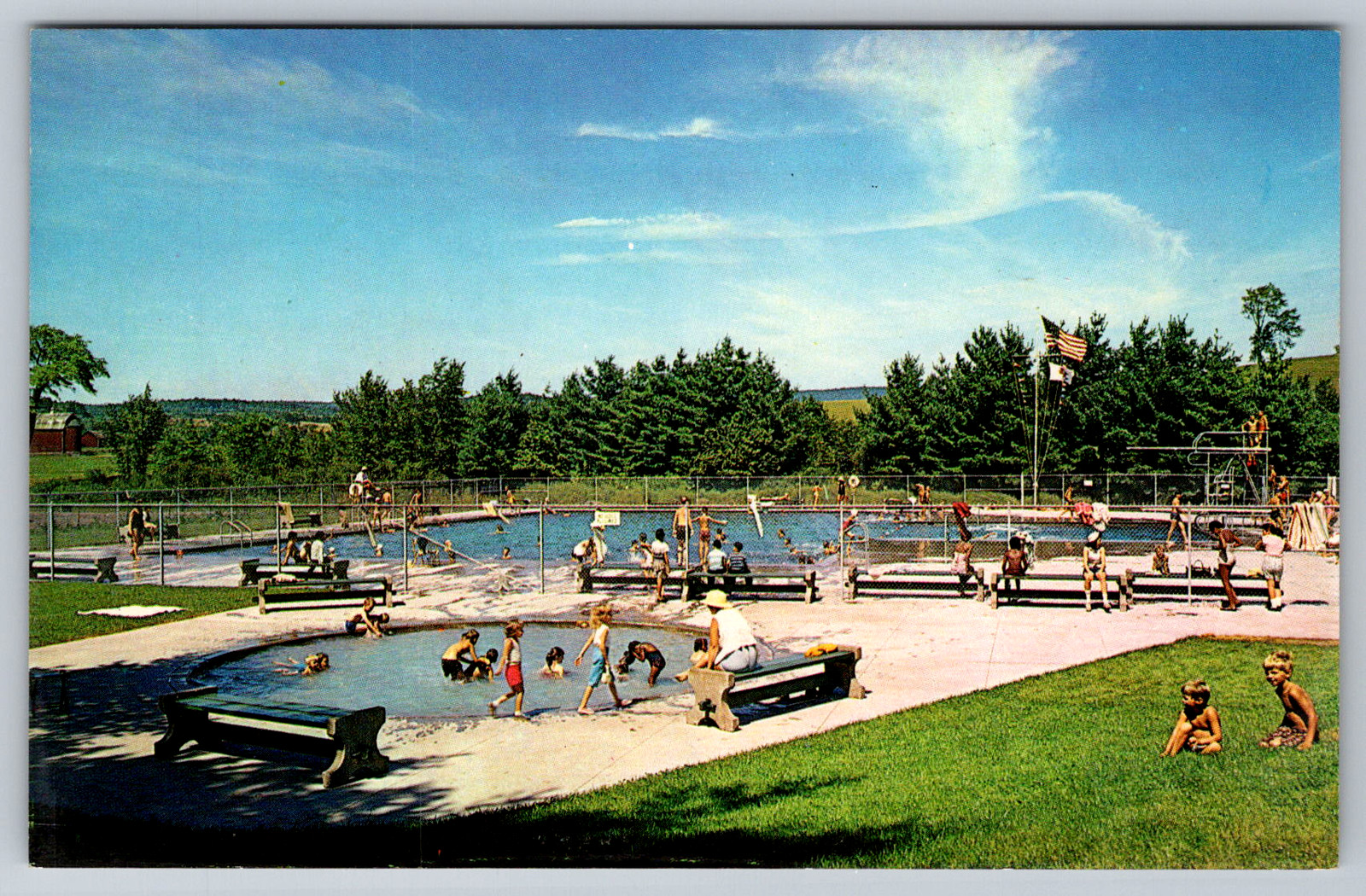 c1960s Gloversville New York NY Municipal Swimming Pool Chrome Postcard c1960s Gloversville New York NY Municipal Swimming Pool Chrome Postcard