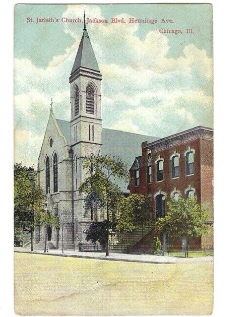 c1911 St. Jarlath’s Church Jackson Blvd Hermitage Chicago Illinois IL Postcard