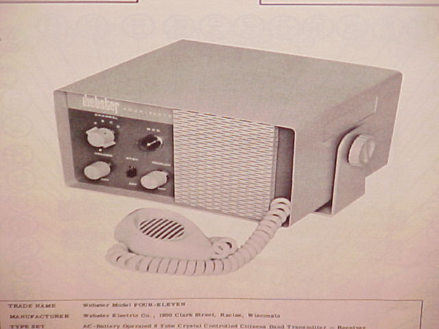 1962 WEBSTER CB RADIO SERVICE SHOP MANUAL MODEL FOUR-ELEVEN