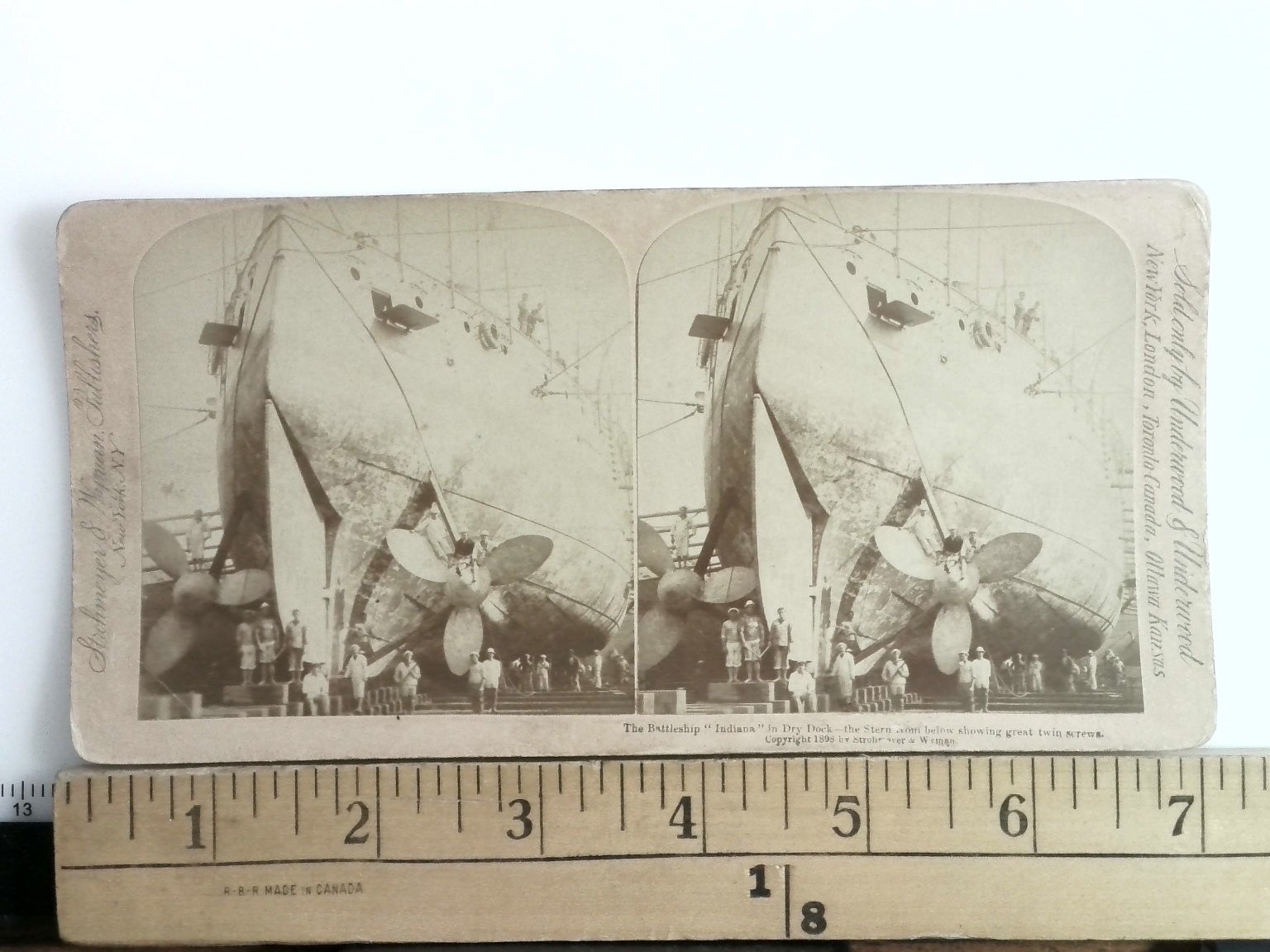Battleship Indiana Stereoview Strohmeyer & Wyman 1899 New York