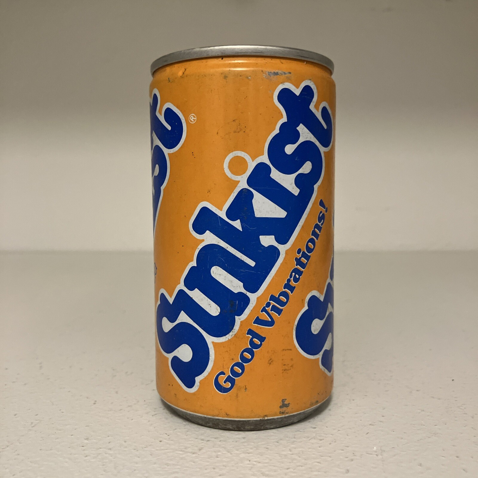 Vintage Sunkist Orange Soda Can Pull Tab Steel Can Good Vibrations Advertising Vintage Sunkist Orange Soda Can Pull Tab Steel Can Good Vibrations Advertising