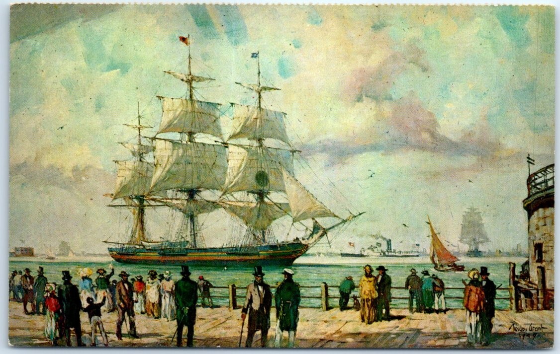 Postcard - Black Baller Passing the Battery in 1829 by Gordon Grant