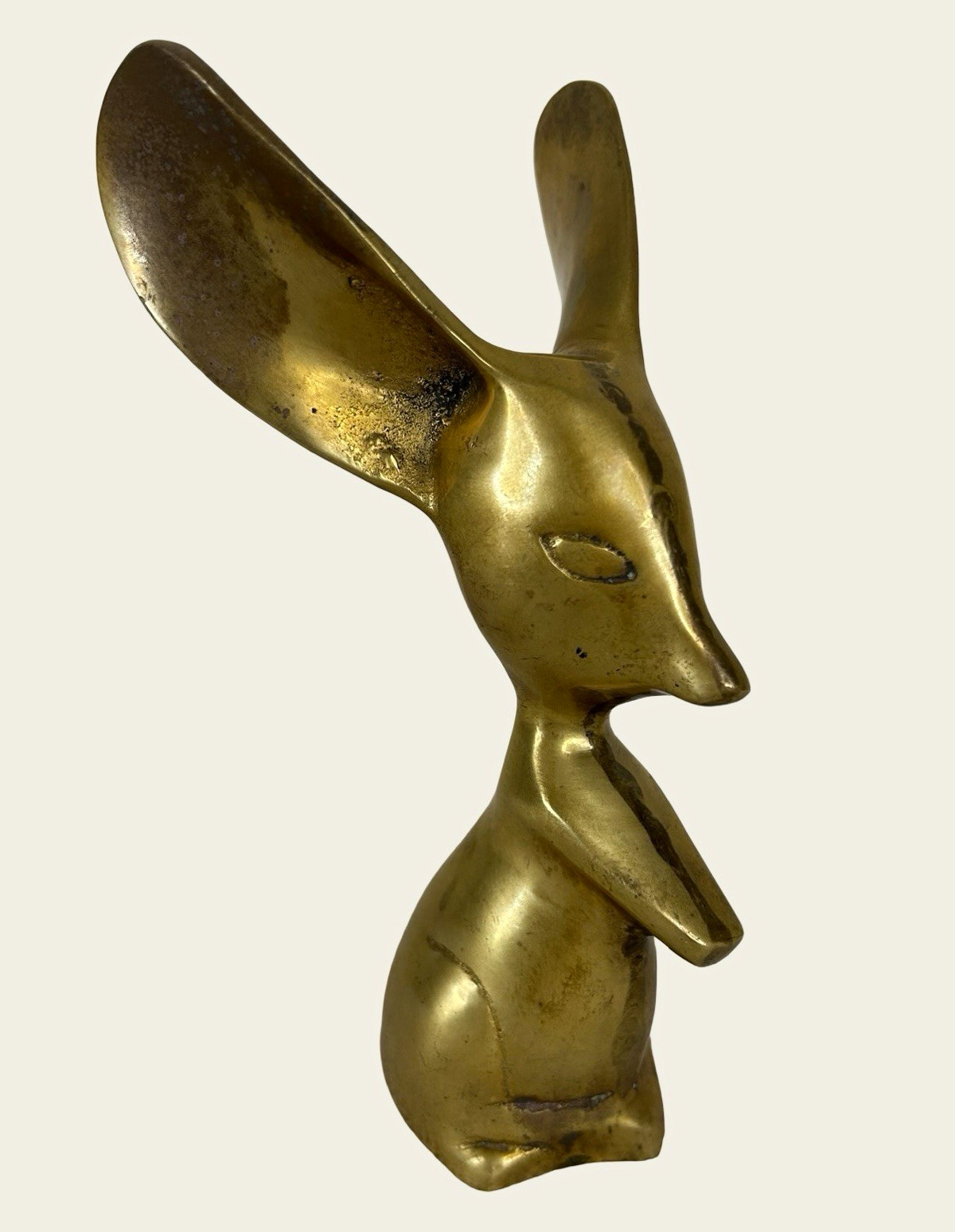 Vintage Large Brass Big Ear Mice Mouse Figurine 6.75”