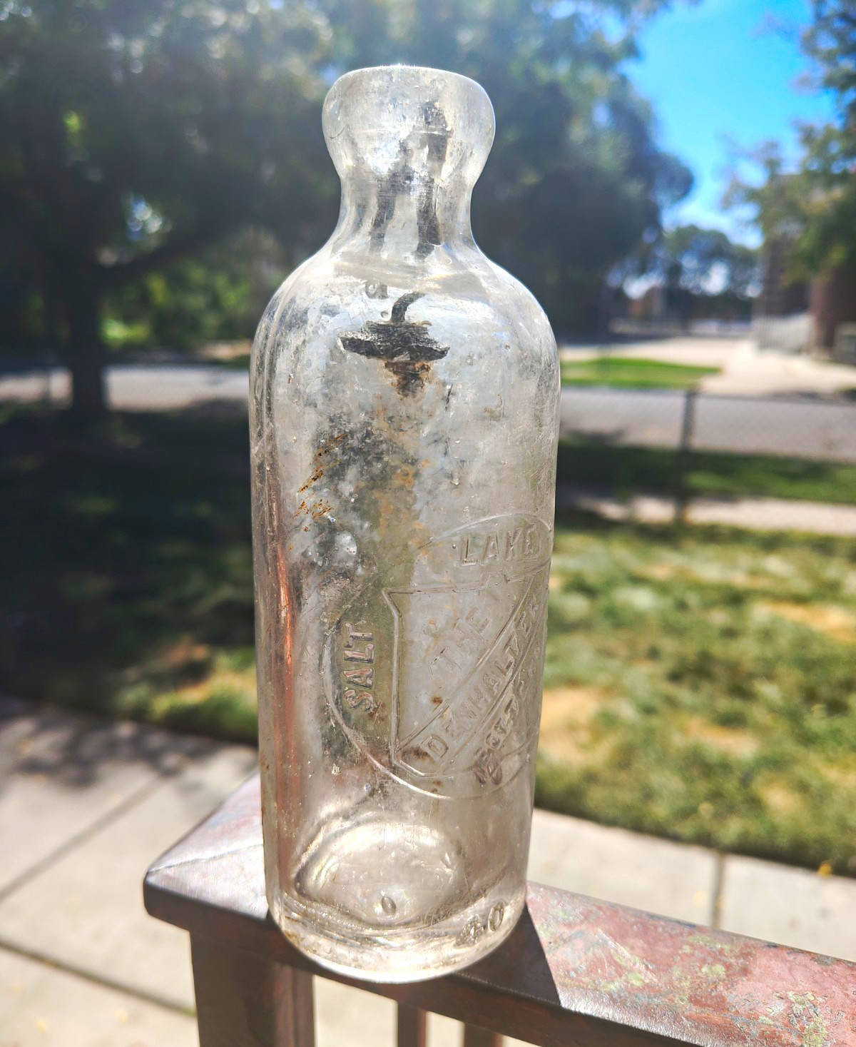 Vintage Clear Glass Bottle with Embossed Design, Unlabeled / No Brand Mark Vintage Clear Glass Bottle with Embossed Design, Unlabeled / No Brand Mark