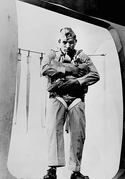 Pfc Ira H Hayes Pima age 19 ready to jump Marine Corps Paratroop Sc- Old Photo