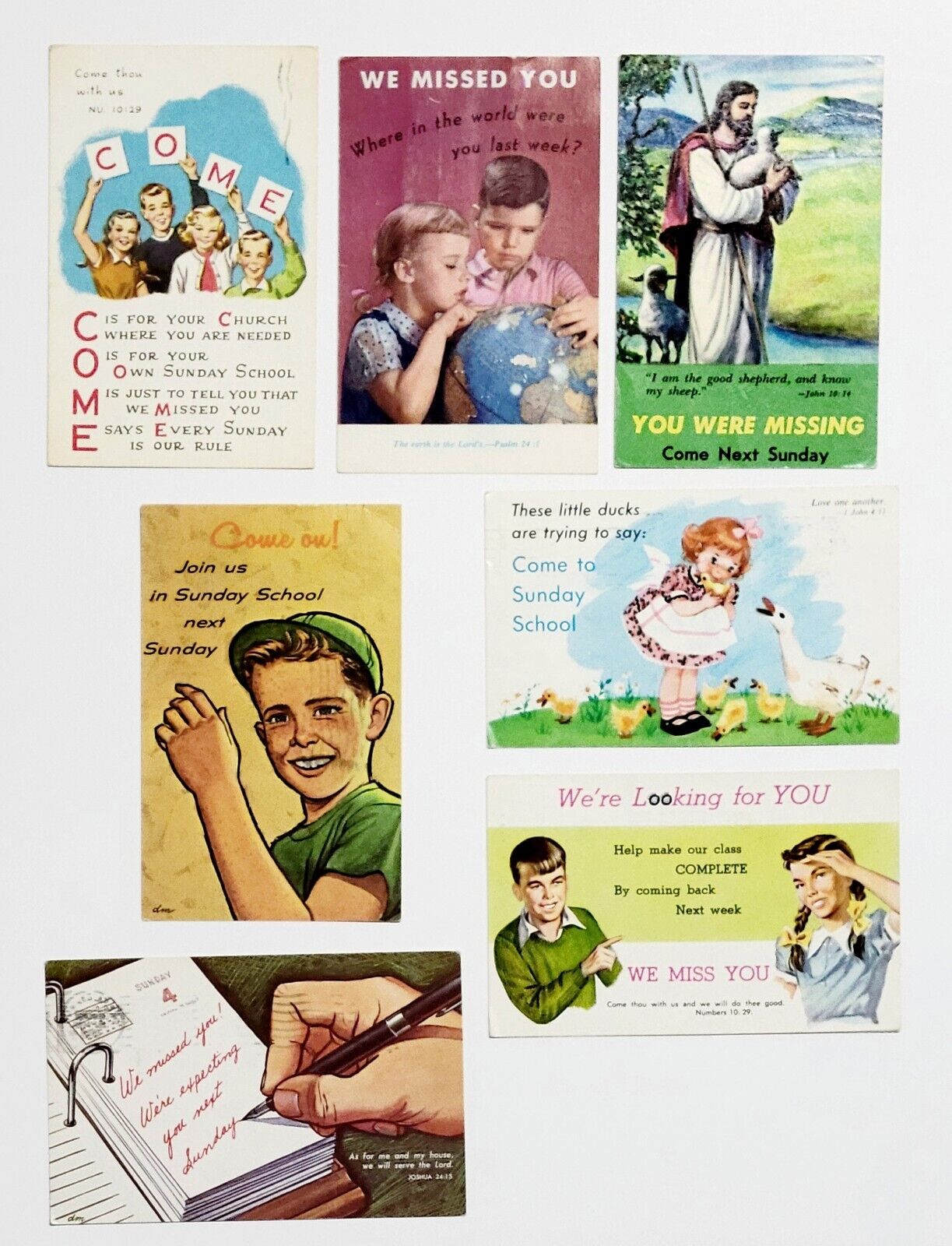 1960s Sunday School Church Children Postcards Used Lot Of 7