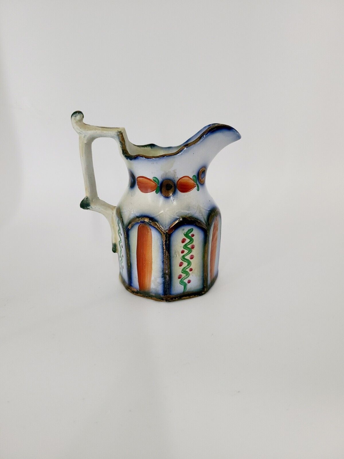 Antique Gaudy Welsh Pottery Creamer