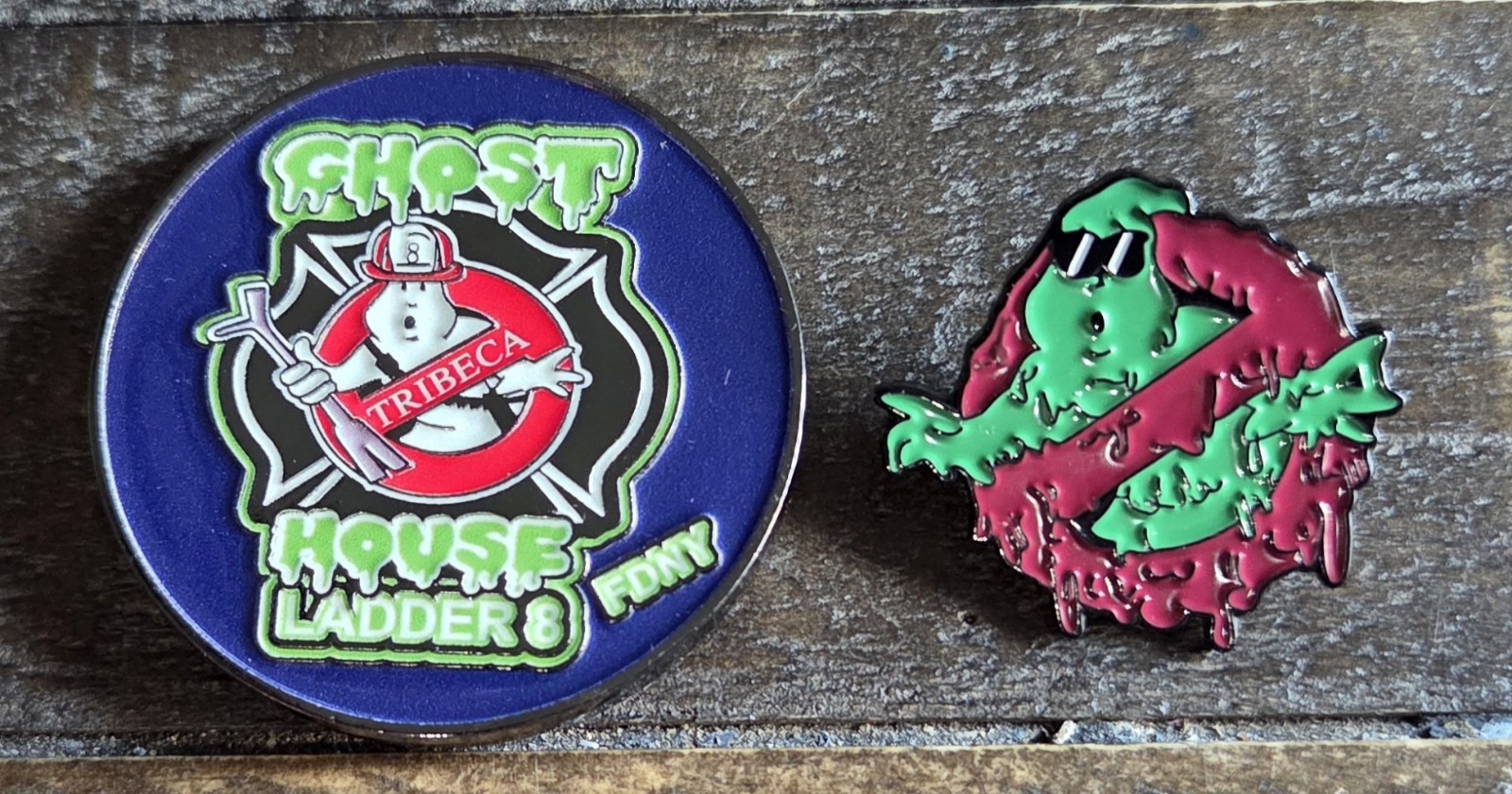 Ladder8 Tribeca New York Fire Department Ghost Busters Challenge Coin FDNY & Pin Ladder8 Tribeca New York Fire Department Ghost Busters Challenge Coin FDNY & Pin