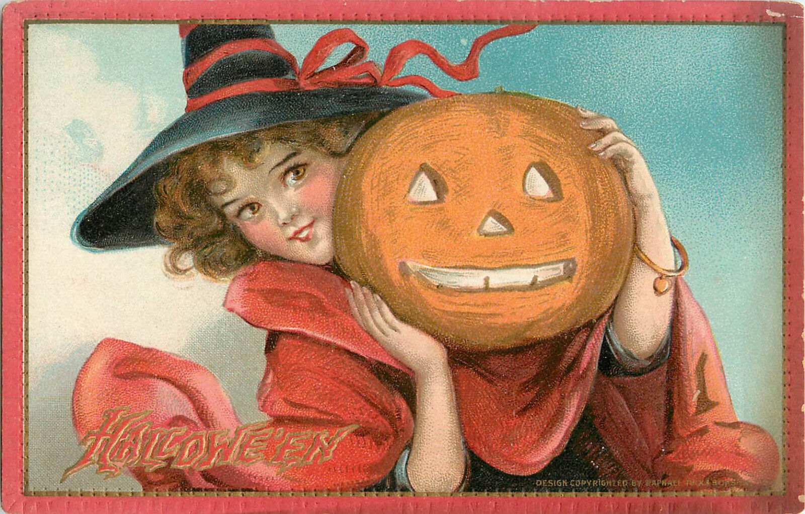 Embossed Tuck Halloween Postcard Hallowe'en Series 174 Brundage Pretty Witch JOL
