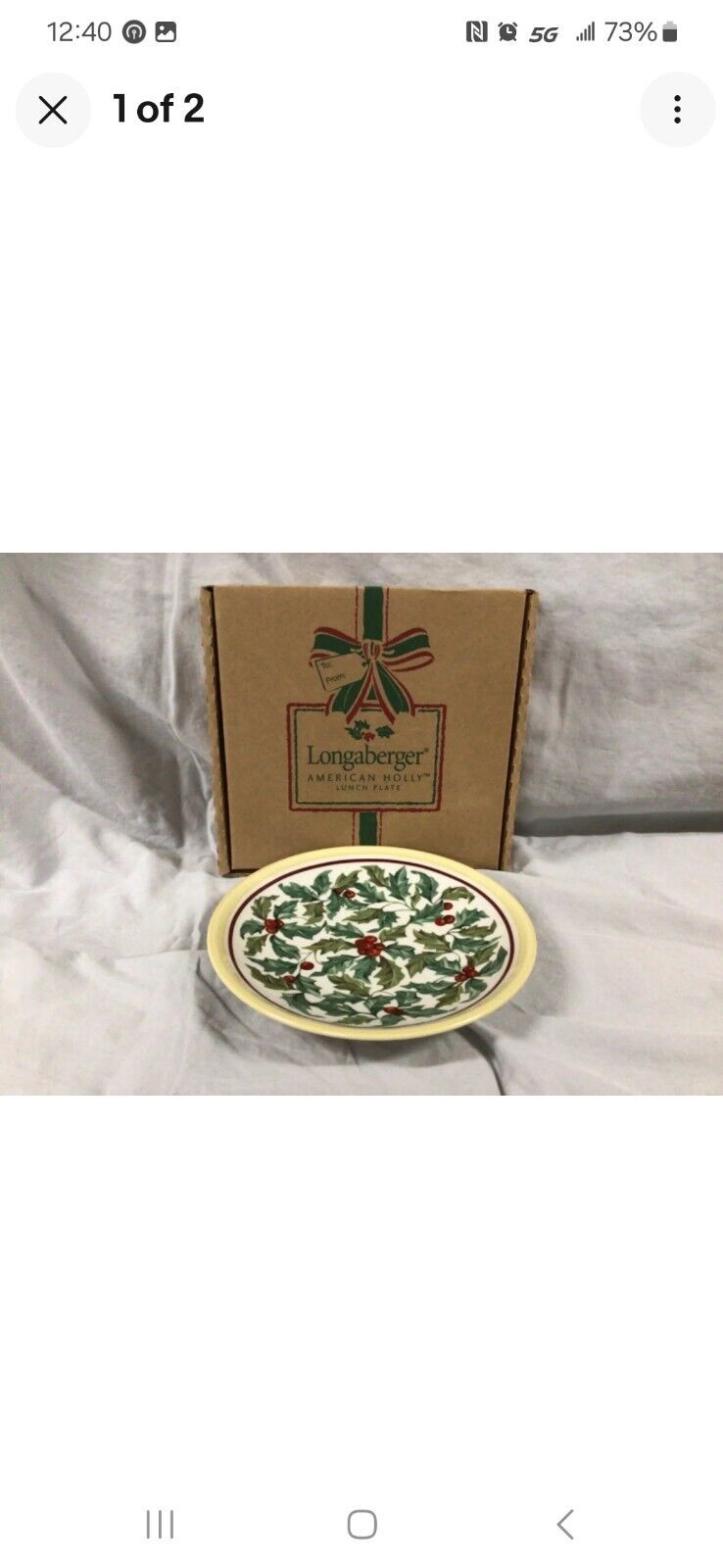 Longaberger American Holly 8” Lunch Plate New In Box