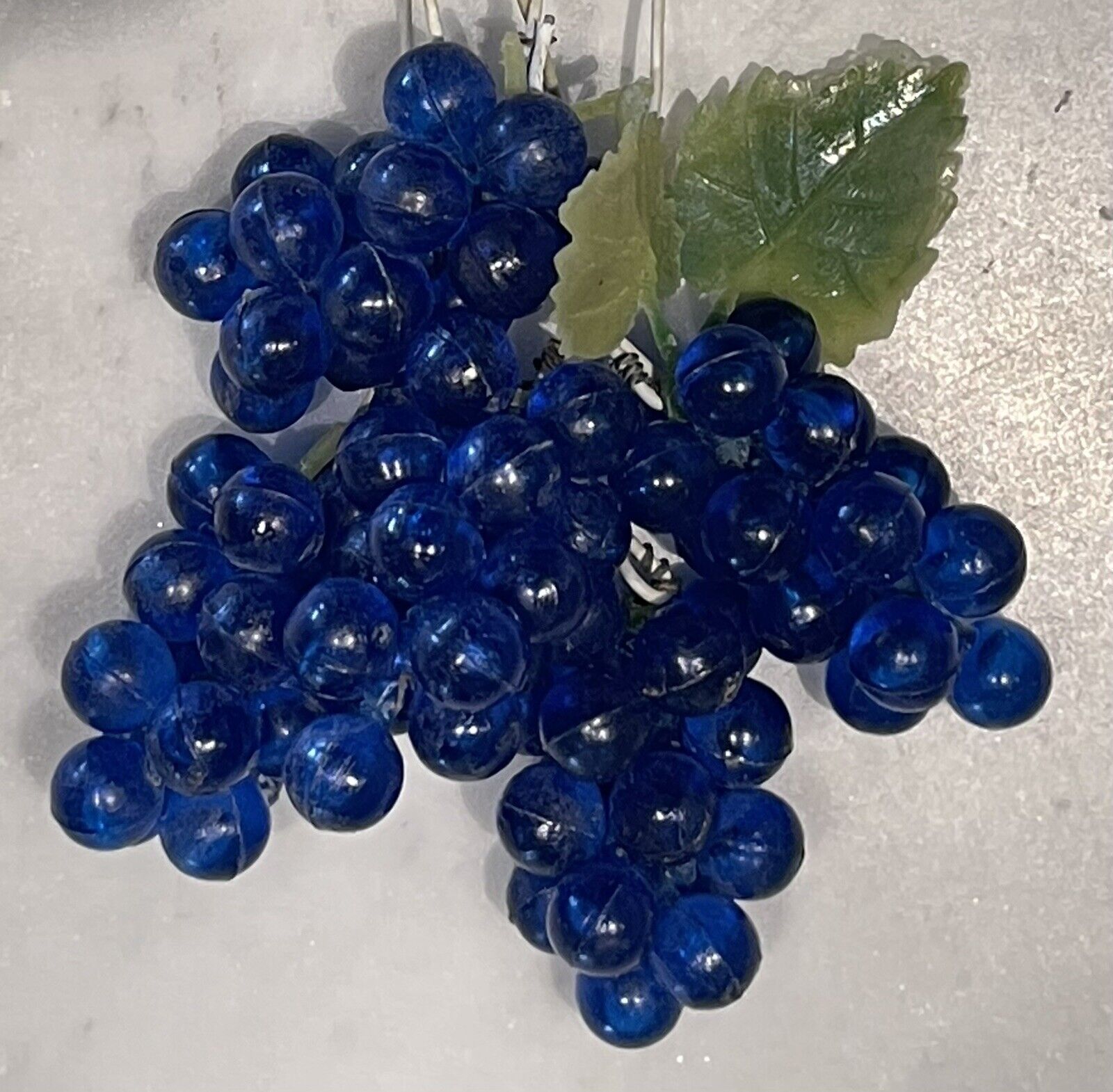 5 Vintage MCM Decor Miniature Lucite Acrylic Grape Clusters: Blue
