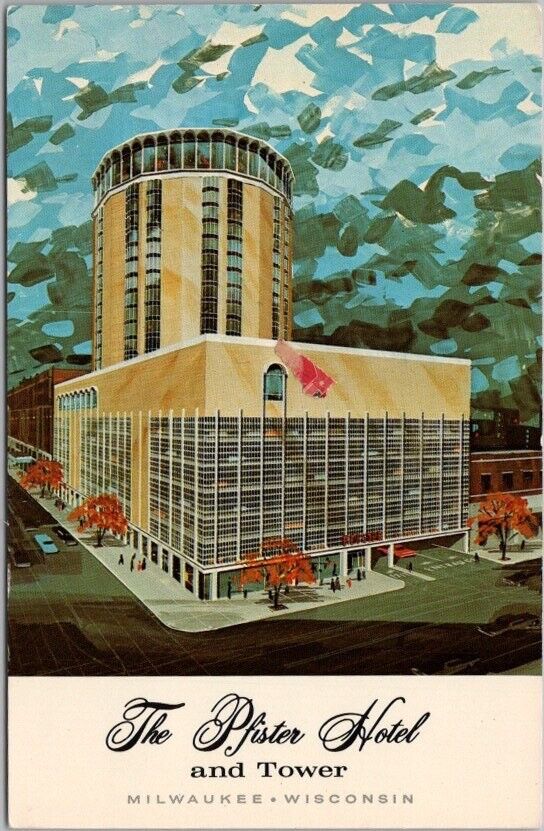 c1950s MILWAUKEE, Wisconsin Postcard THE PFISTER HOTEL Artist's View / Unused