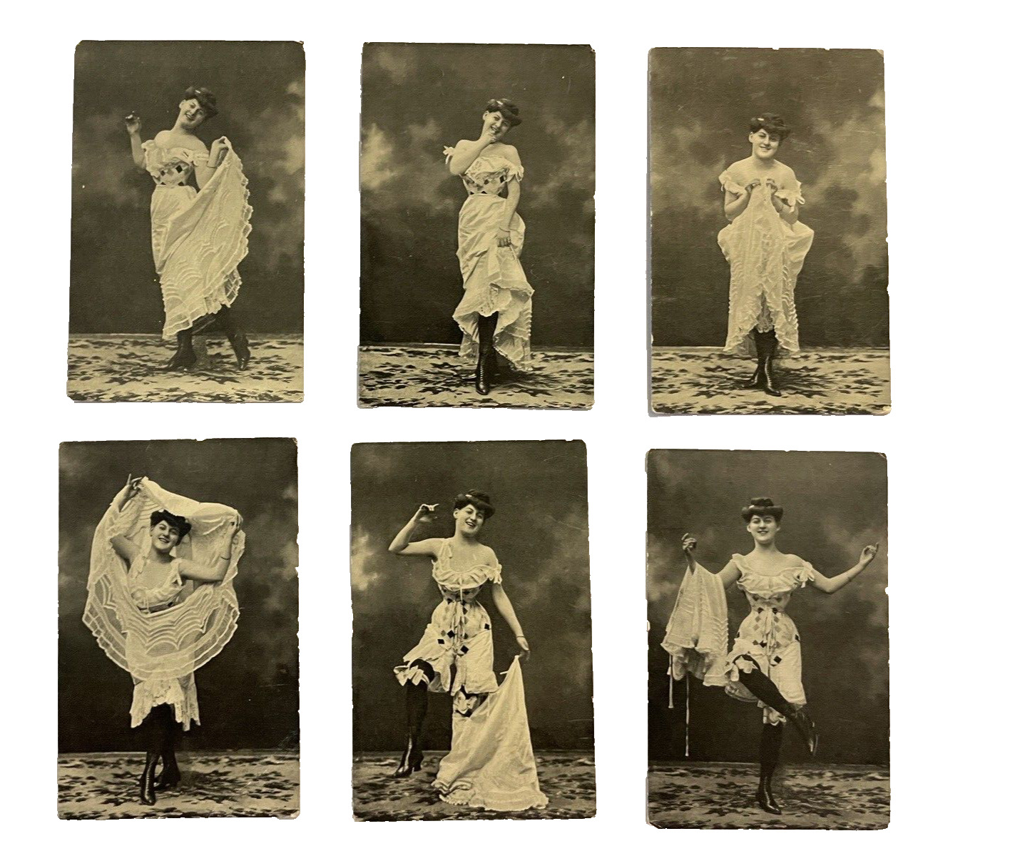 Postcards German Woman Taking Off Clothes Story Set of 6 Unused Early 1900s