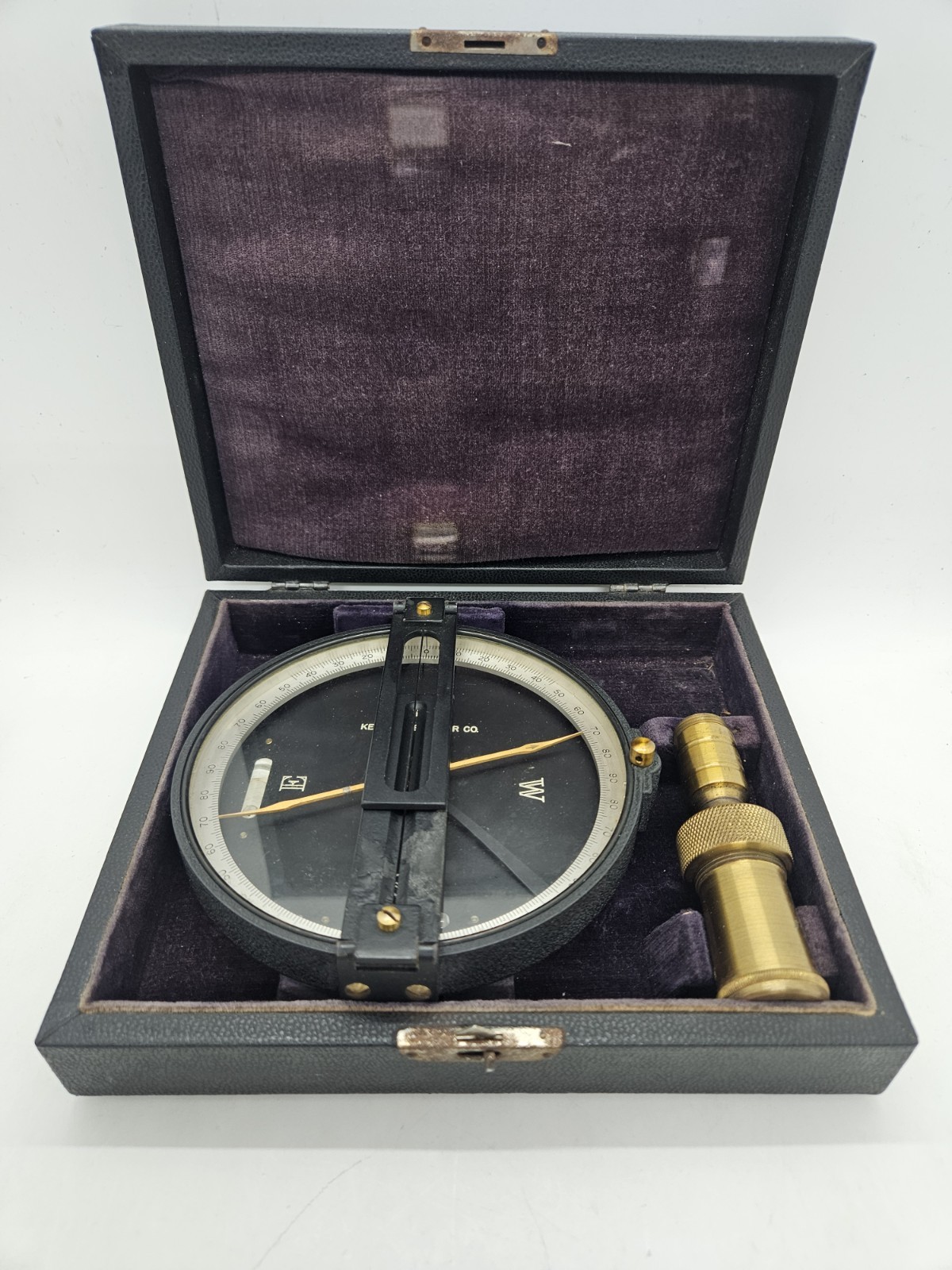 Vintage K&E Keuffel & Esser Co. NY  Brass Surveyor's Compass with Fitted Case
