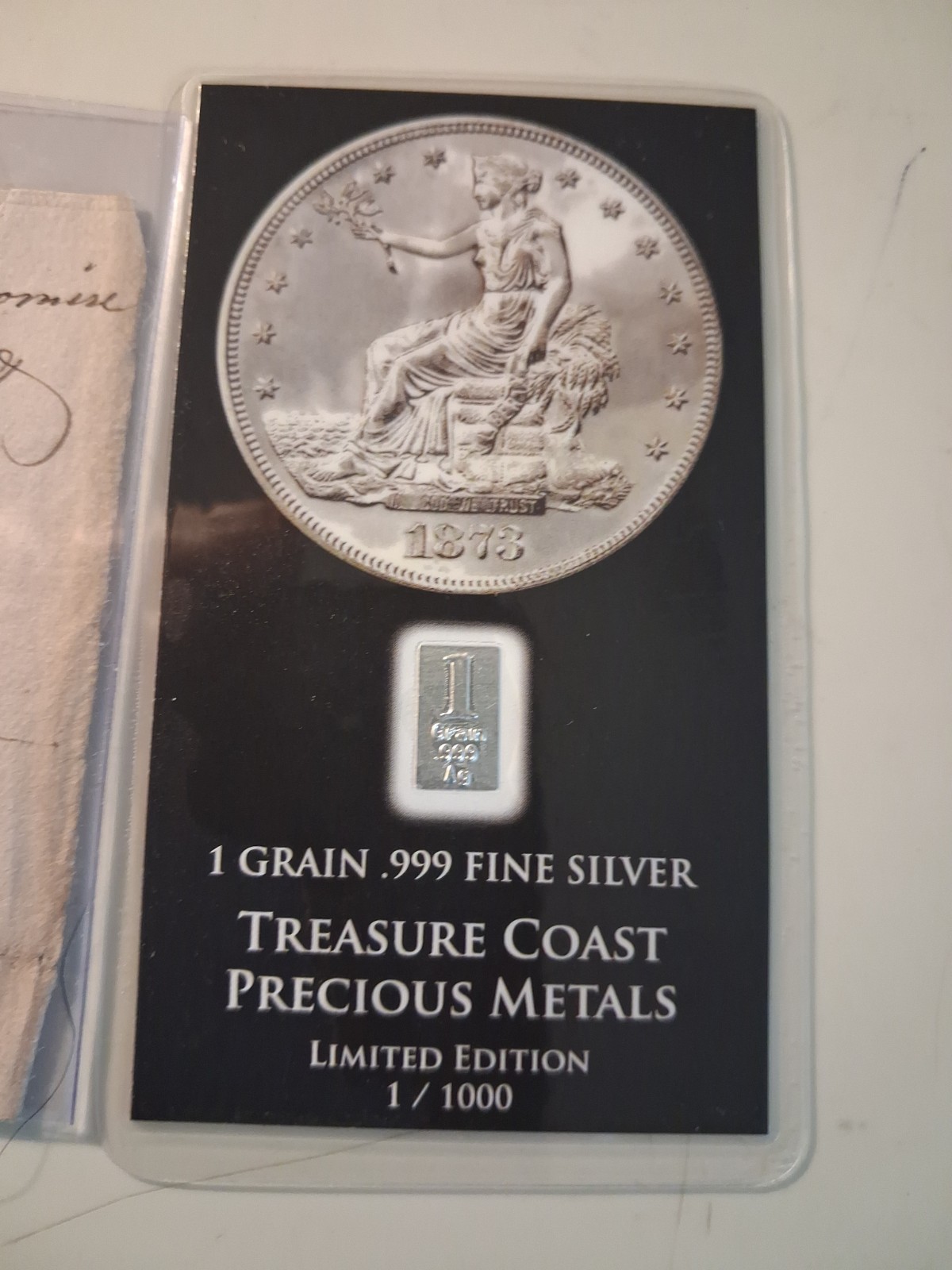 🌙SLING'S 🪙 RARE 1828 Promissory Note Plus 1Grain SILVER Bar TREASURE COAST 