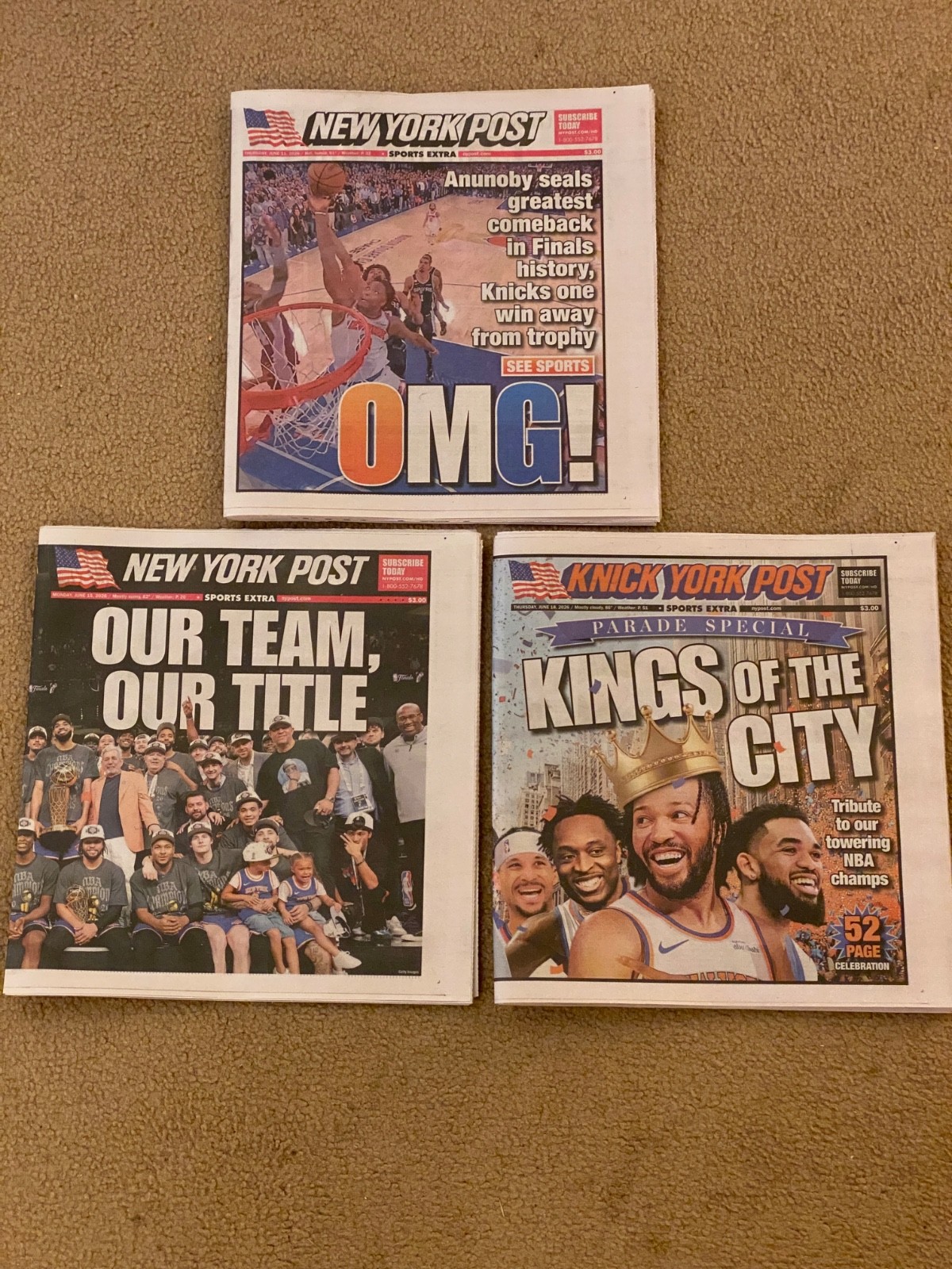 New York Post New York Knicks OMG Champions 2026 newspapers