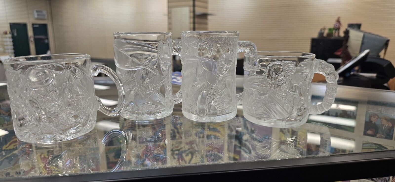 McDonalds 1995 Batman Forever Complete Set of 4 Glass Mugs