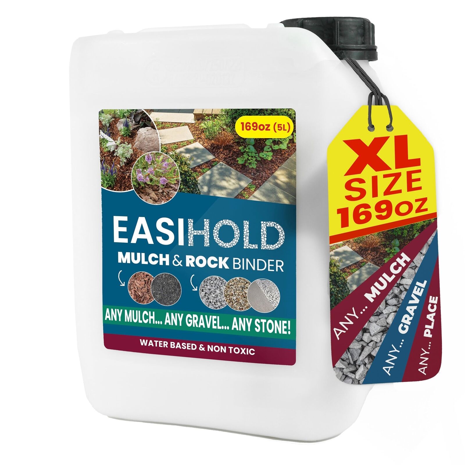 EASIHOLD Rocks - 1.3 Gal Gravel Glue for Pea Gravel, Rock Glue and Mulch Glue...
