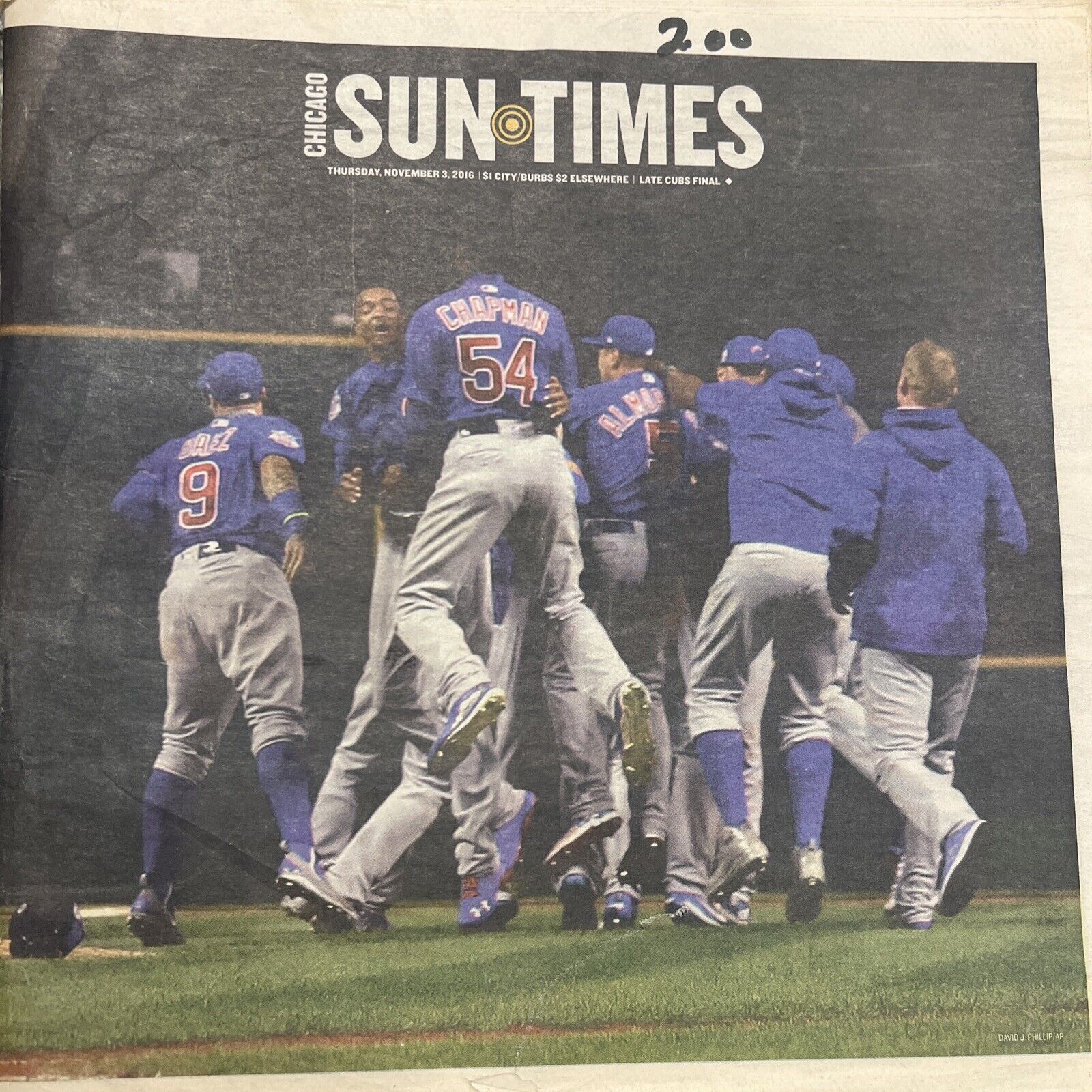 CHICAGO SUN - TIMES Chicago Cubs + World Series + Complete Newspaper Nov. 3,2016