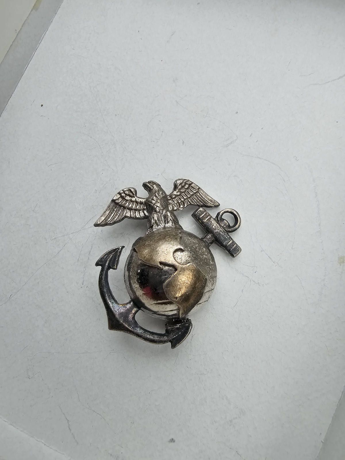 Original Pre-WWII USMC Sterling Silver Eagle, Globe, Anchor Collar Badge