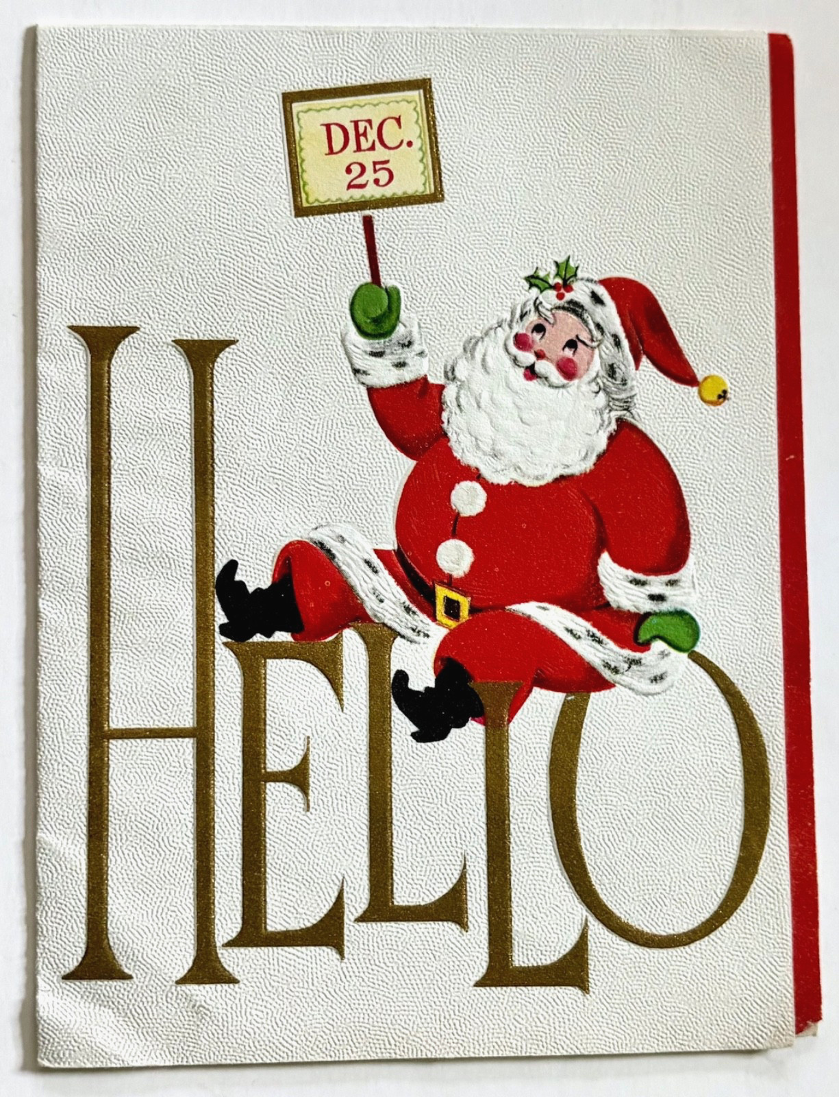 Vintage 1950's Sweet Santa HELLO Christmas Greeting Card Vintage 1950's Sweet Santa HELLO Christmas Greeting Card
