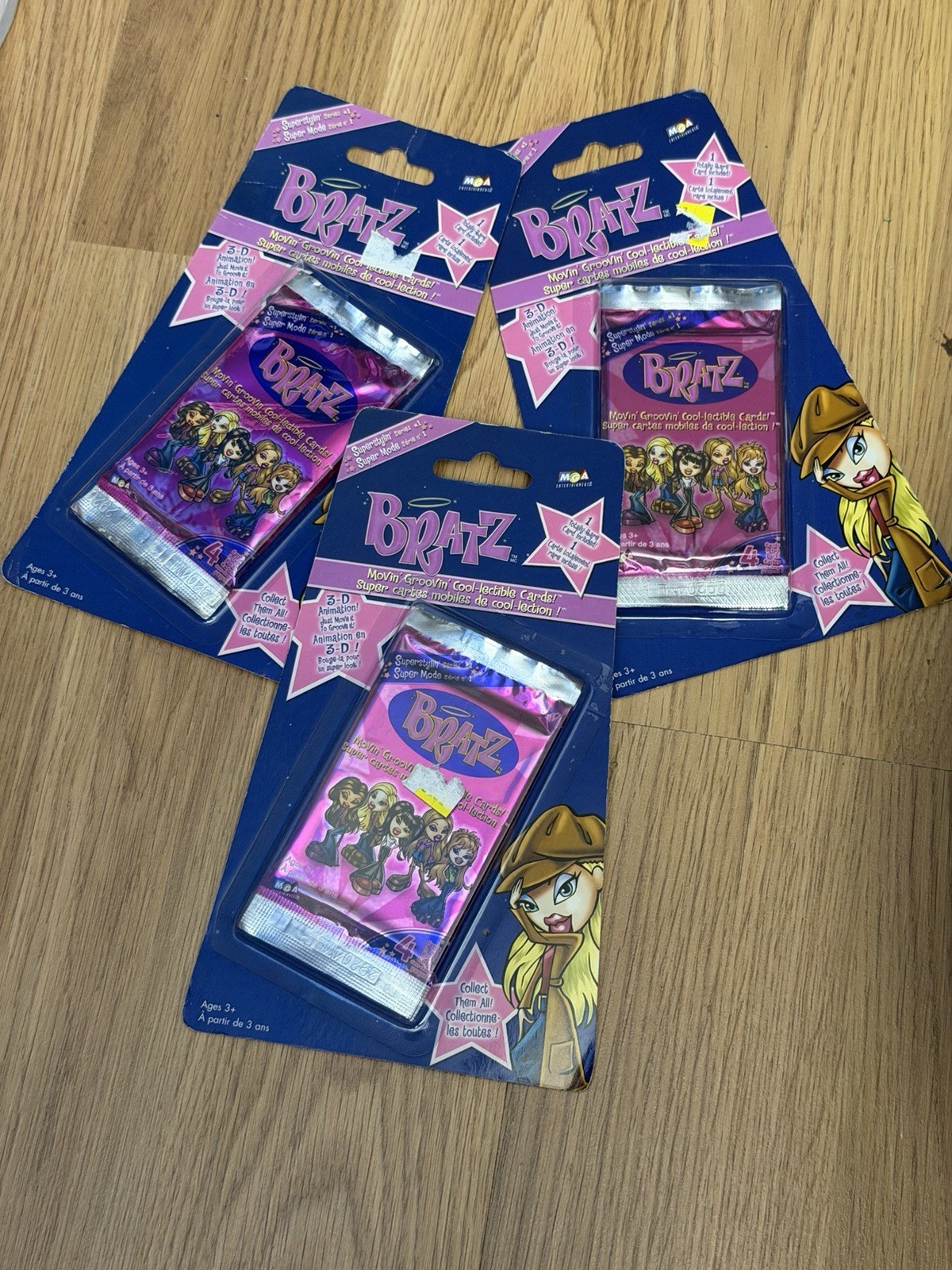 3 Bratz Packs Movin' Groovin' Cool-lectible Cards MGA Superstylin' Series #1 3 Bratz Packs Movin' Groovin' Cool-lectible Cards MGA Superstylin' Series #1
