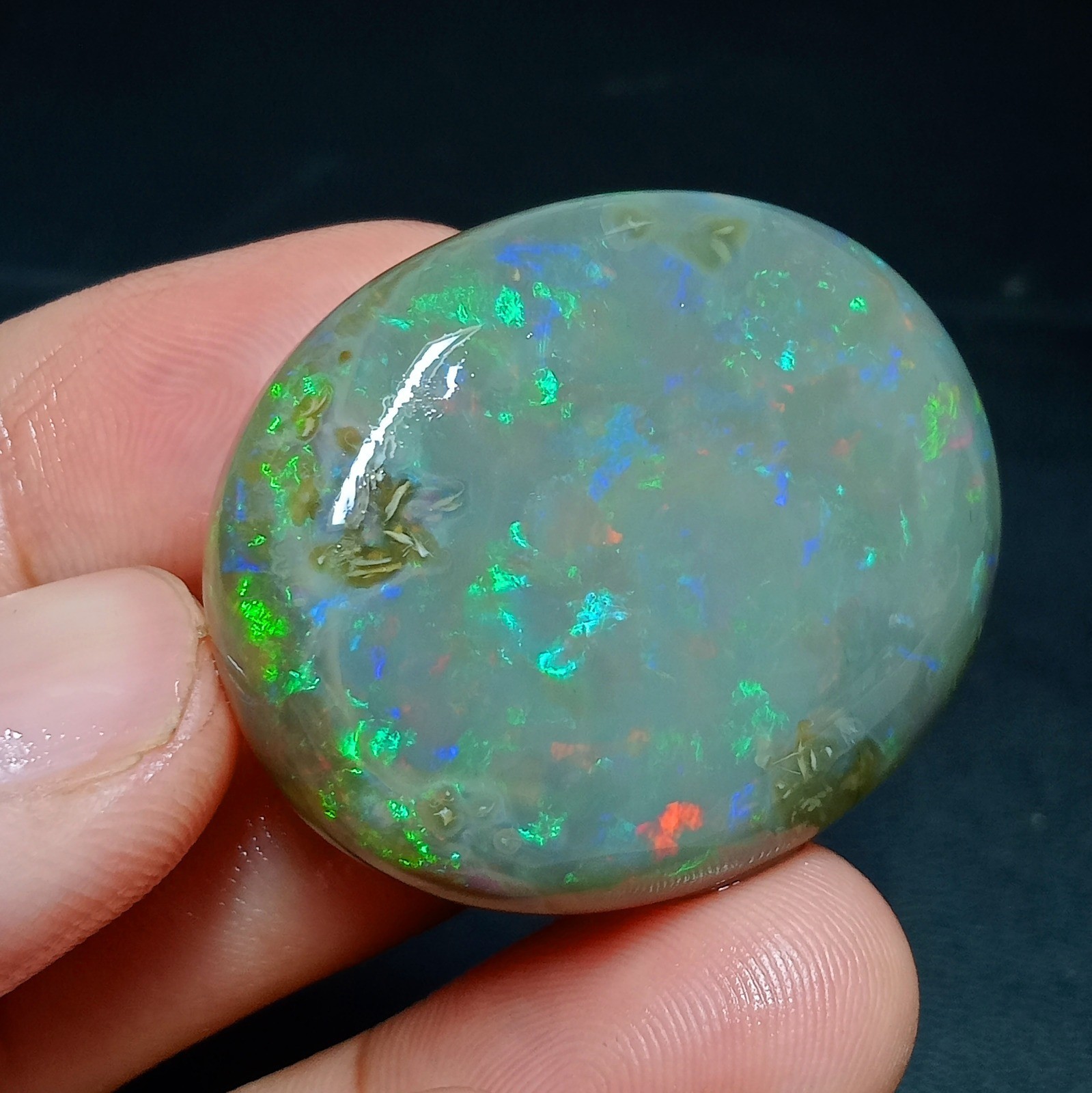 Ethiopian 68ct Crystal Opal Cabochon – Multicolor Fire w/ Natural Matrix Ethiopian 68ct Crystal Opal Cabochon – Multicolor Fire w/ Natural Matrix