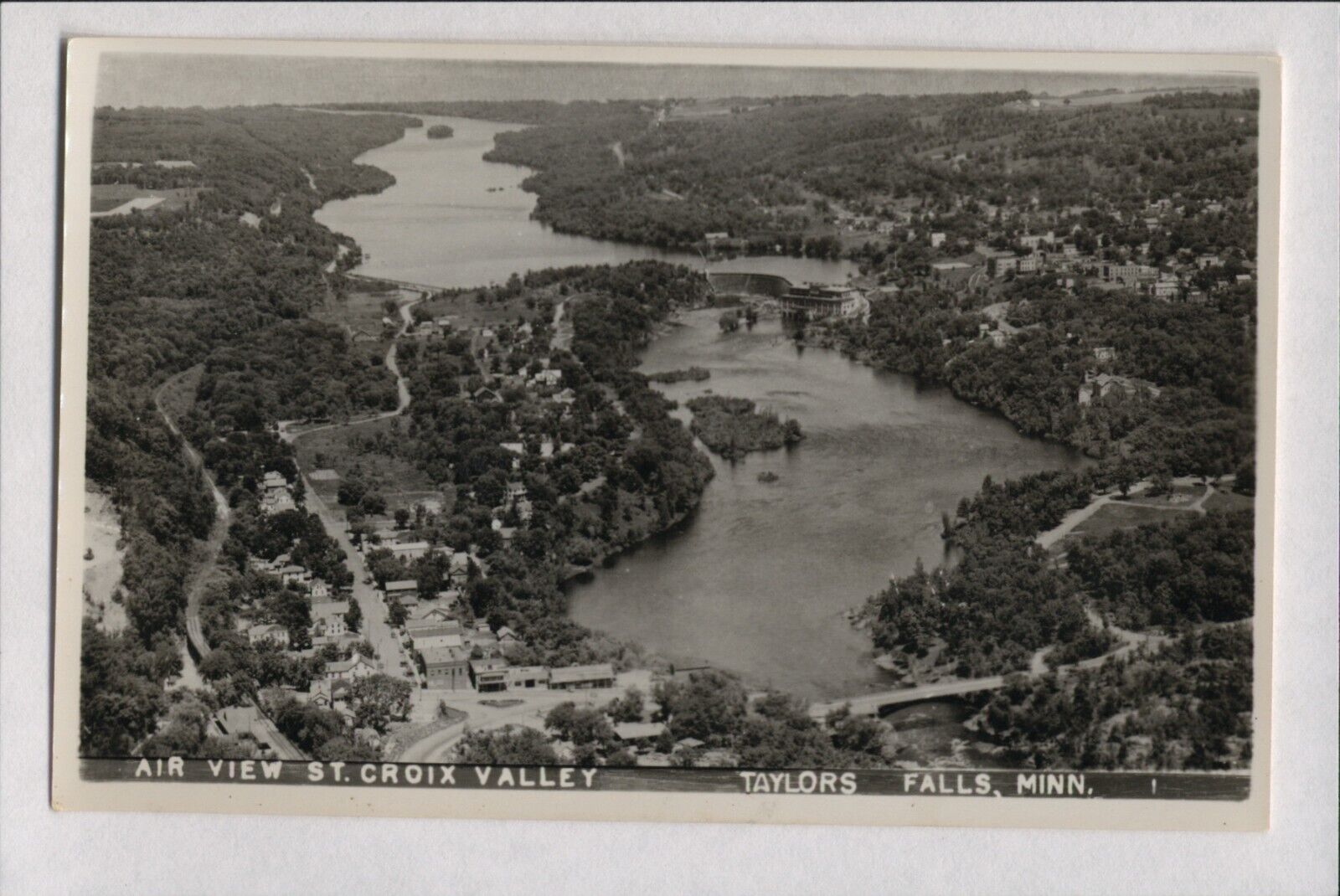 Lot of 2 1940's RPPC Postcard Taylors Falls Minnesota Air View St Croix & Park