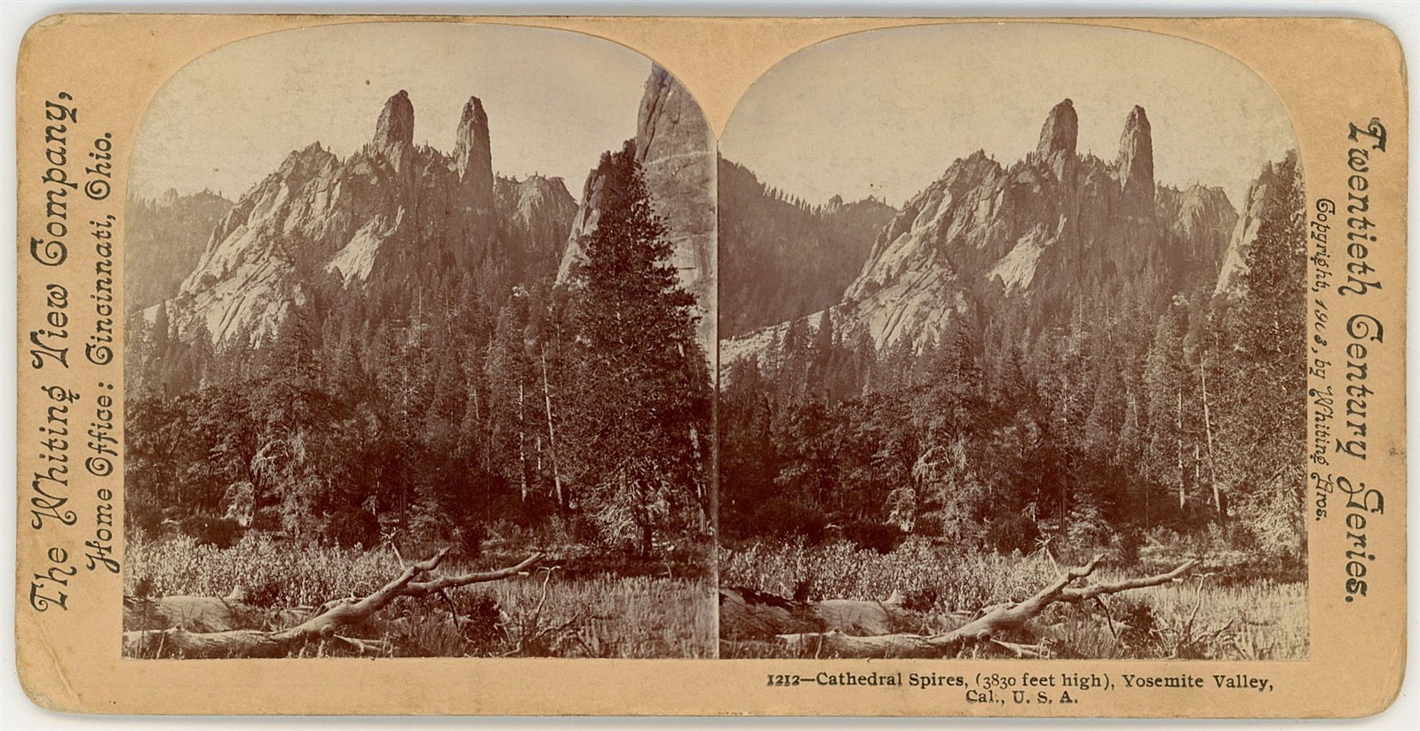 YOSEMITE STEREOVIEW - Cathedral Spires - Whiting View Co c1903 YOSEMITE STEREOVIEW - Cathedral Spires - Whiting View Co c1903