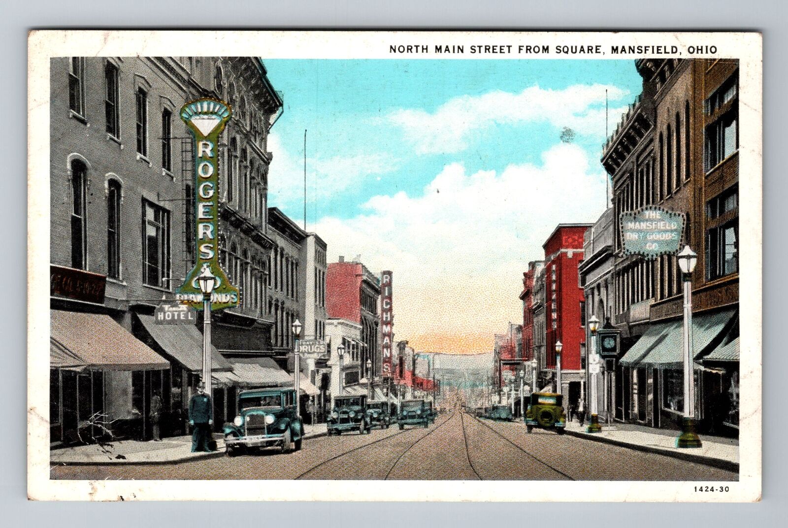 Mansfield OH-Ohio, North Main Street, Antique Vintage Souvenir Postcard