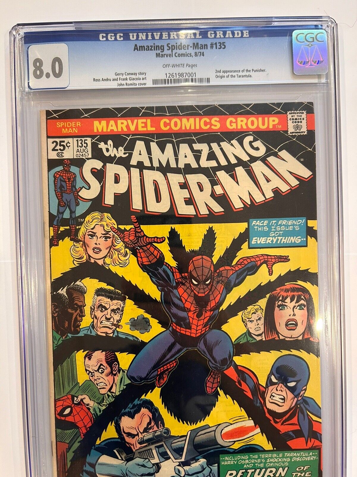Amazing Spider-Man #135 CGC 8.0  2nd App of PUNISHER Marvel 1974