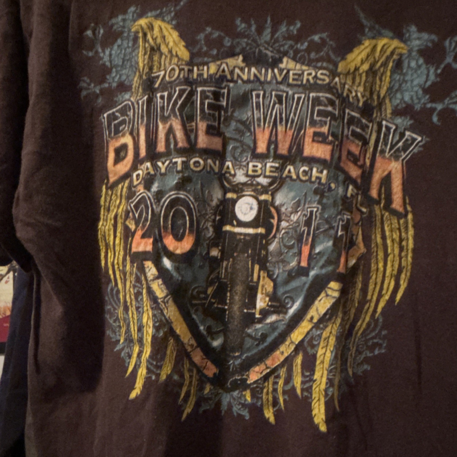 Gildan Heavy Cotton 70th Anniversary Bike Week Daytona Beach FL 2011 Tee L