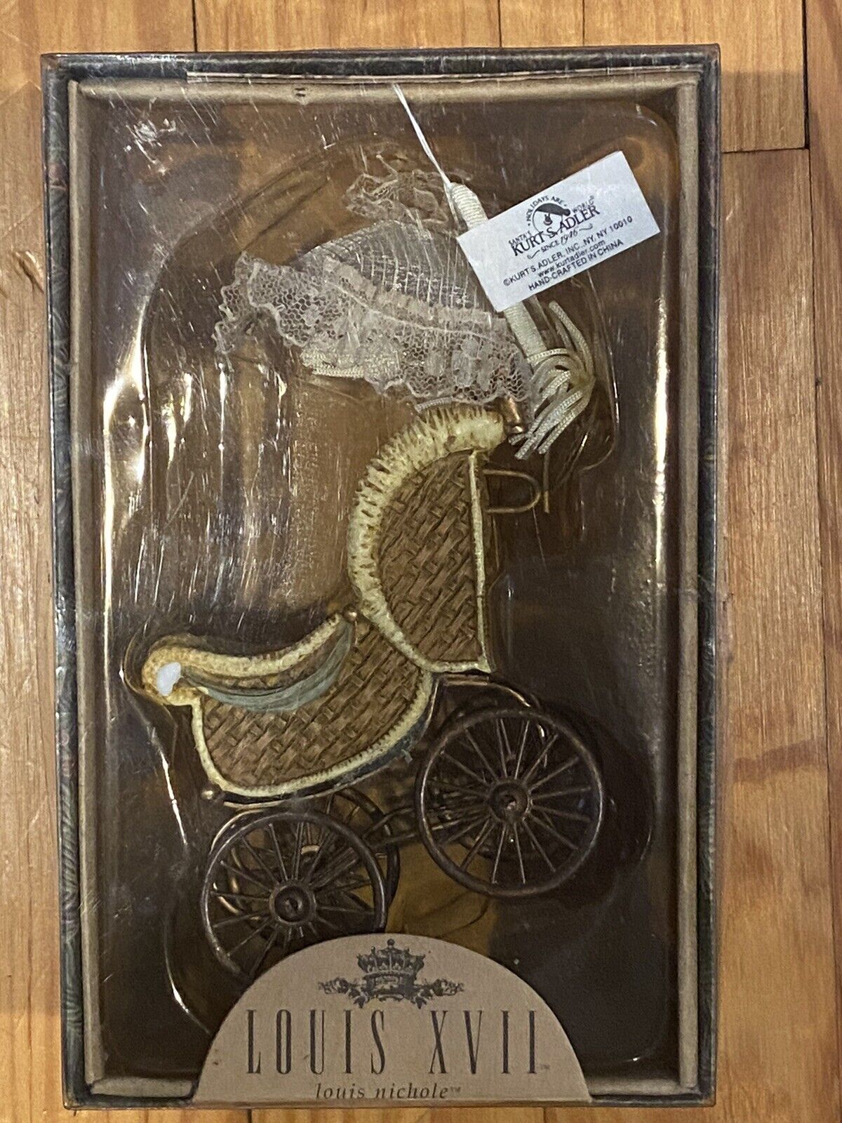 Vintage Kurt Adler Louis Nichole Victorian Baby Carriage Pram Ornament 2000 5”