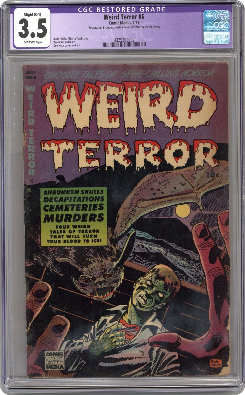 Weird Terror #6 CGC 3.5 RESTORED 1953 4325200002