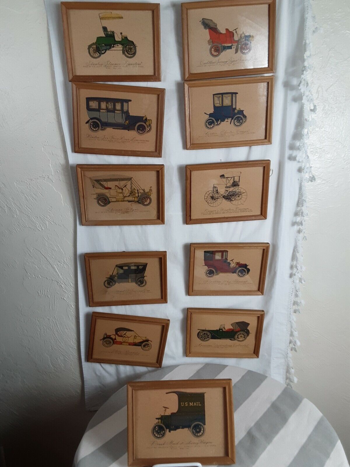 11 Antique Vintage Automobile Lithographs Produced mostly 1950's by Evelyn Curro