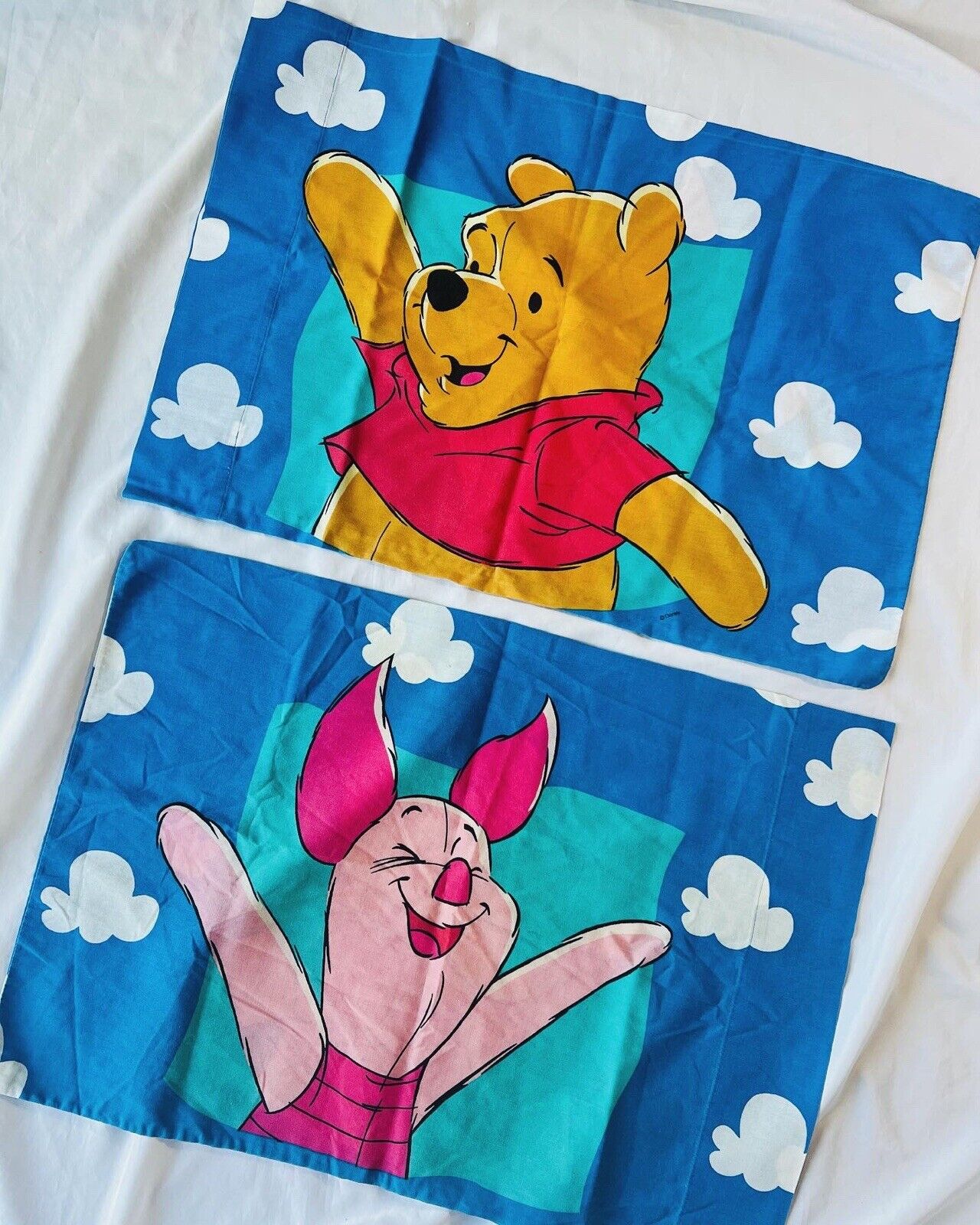 Vtg 90s Kids Bedding Disney Winnie The Pooh Piglet Standard Pillowcase Set