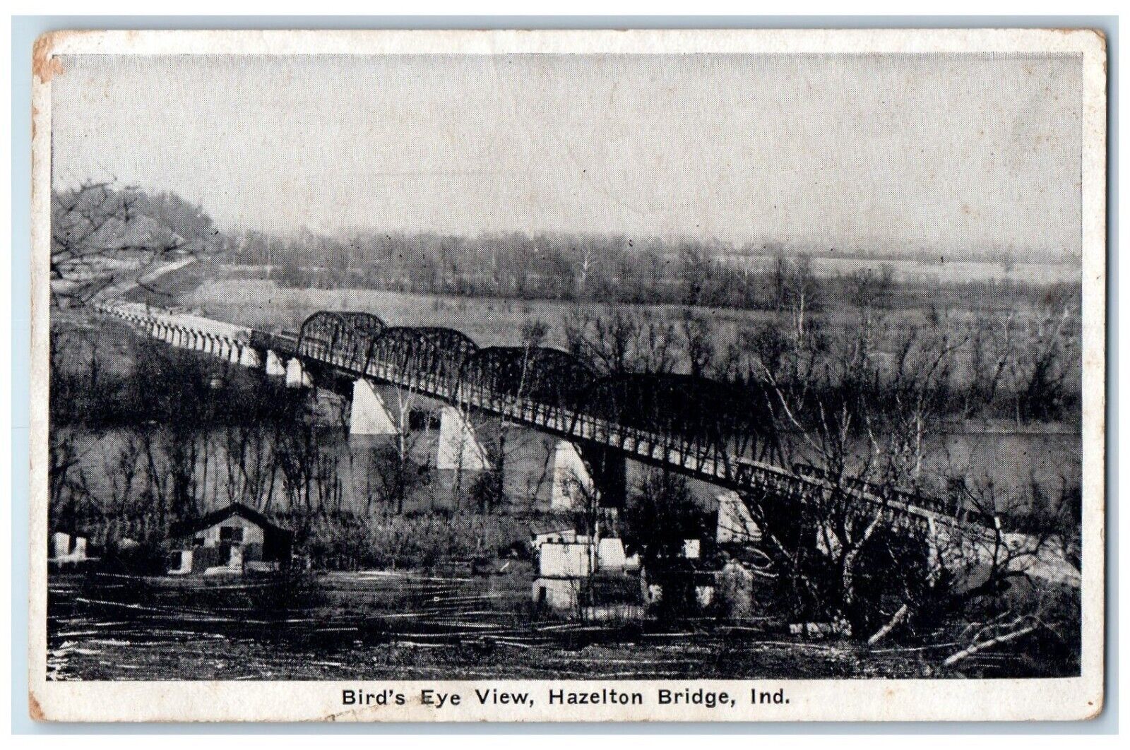c1930's Birds Eye View Hazelton Bridge Indiana IN Unposted Vintage Postcard
