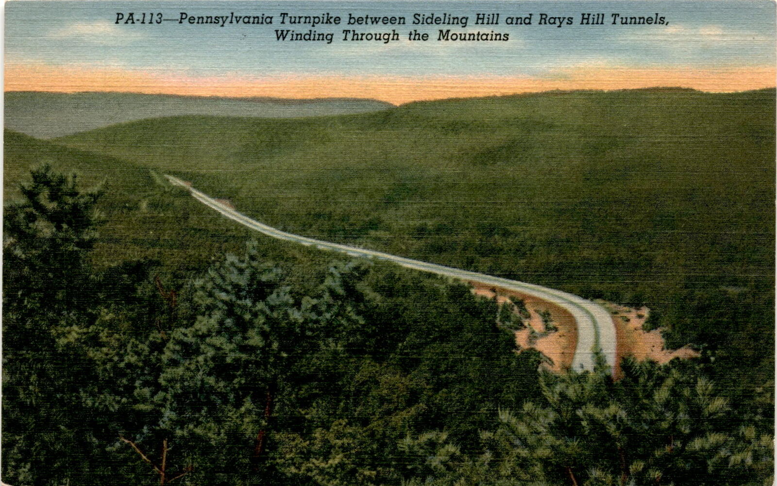 Pennsylvania Turnpike, Sideling Hill Tunnel, Rays Hill Tunnel, Burnt Postcard