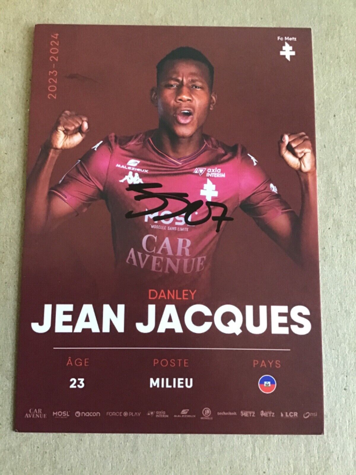 Danley Jean Jacques, Haiti 🇭🇹 FC Metz 2023/24 hand signed